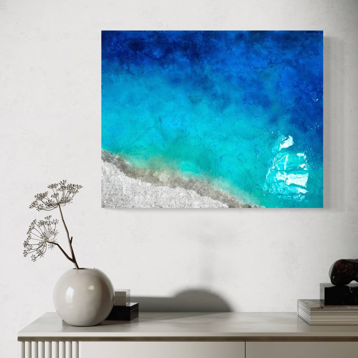 Azure turquoise seascape painting resin ocean art fadi diab