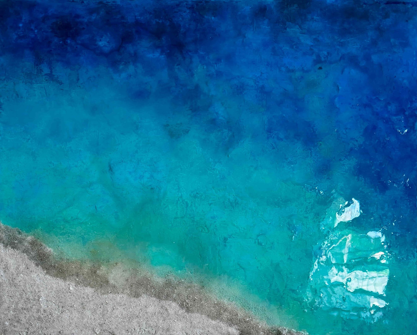 Azure turquoise seascape painting resin ocean art fadi diab
