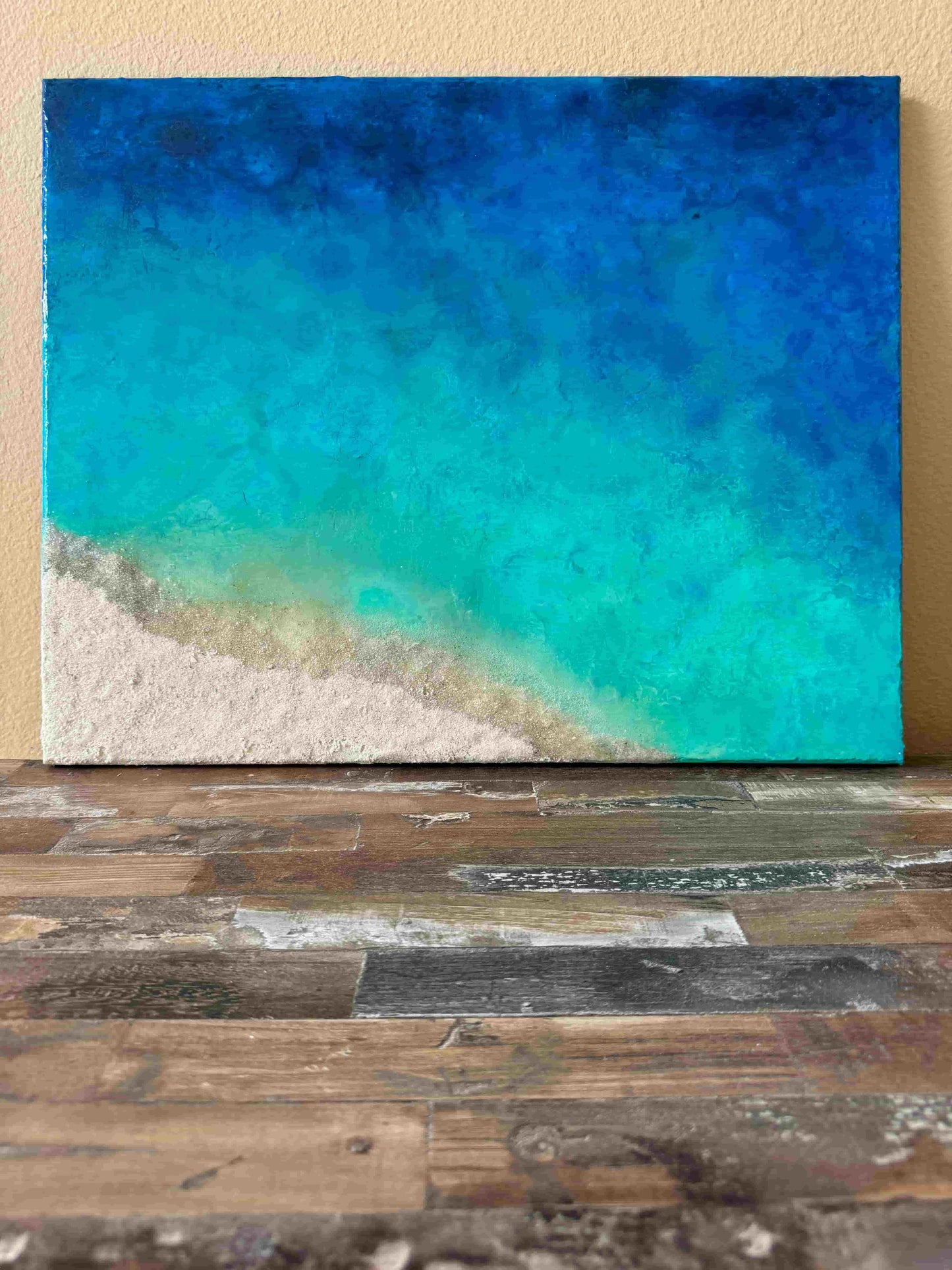Azure turquoise seascape painting resin ocean art fadi diab