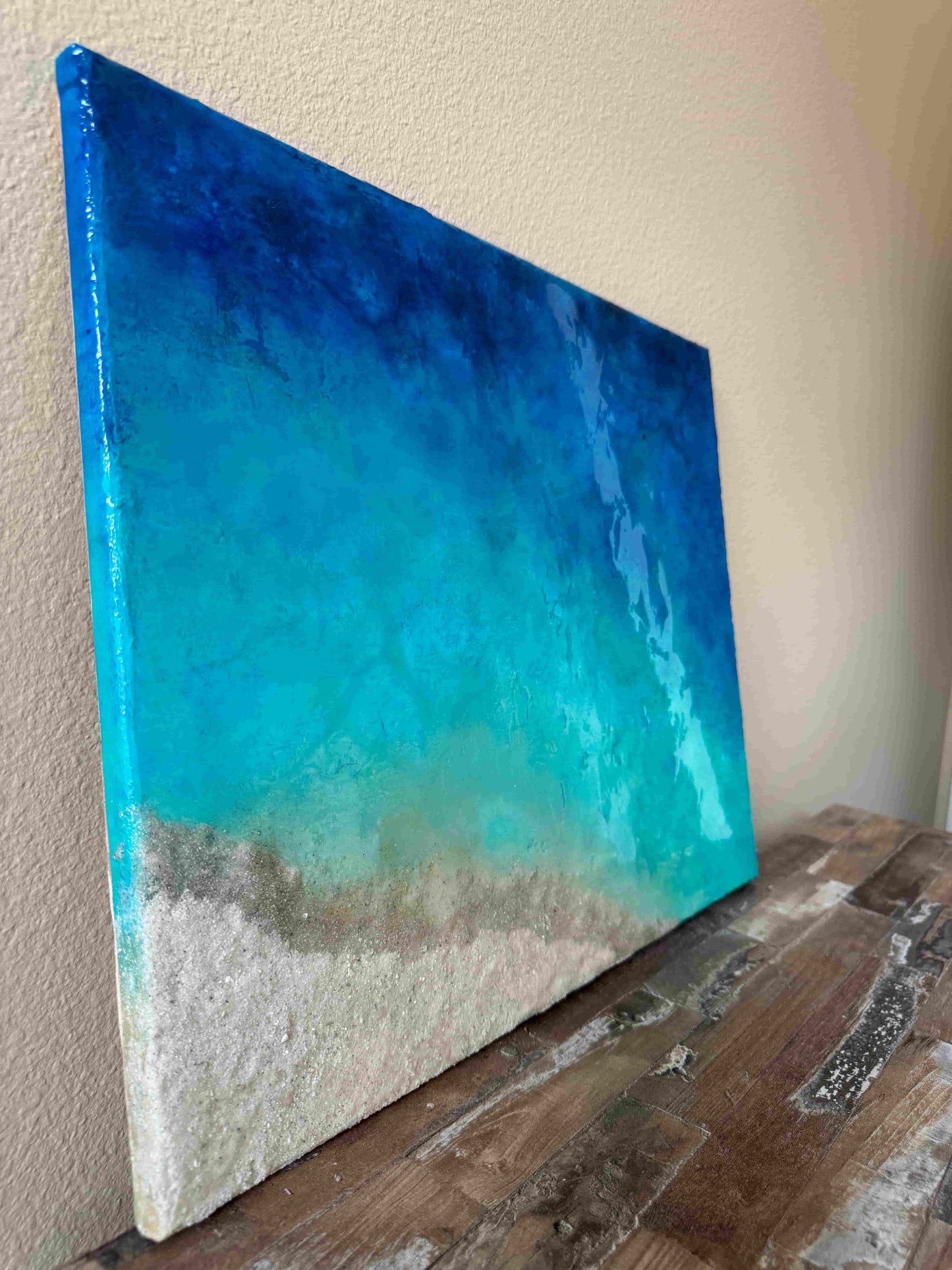 Azure turquoise seascape painting resin ocean art fadi diab
