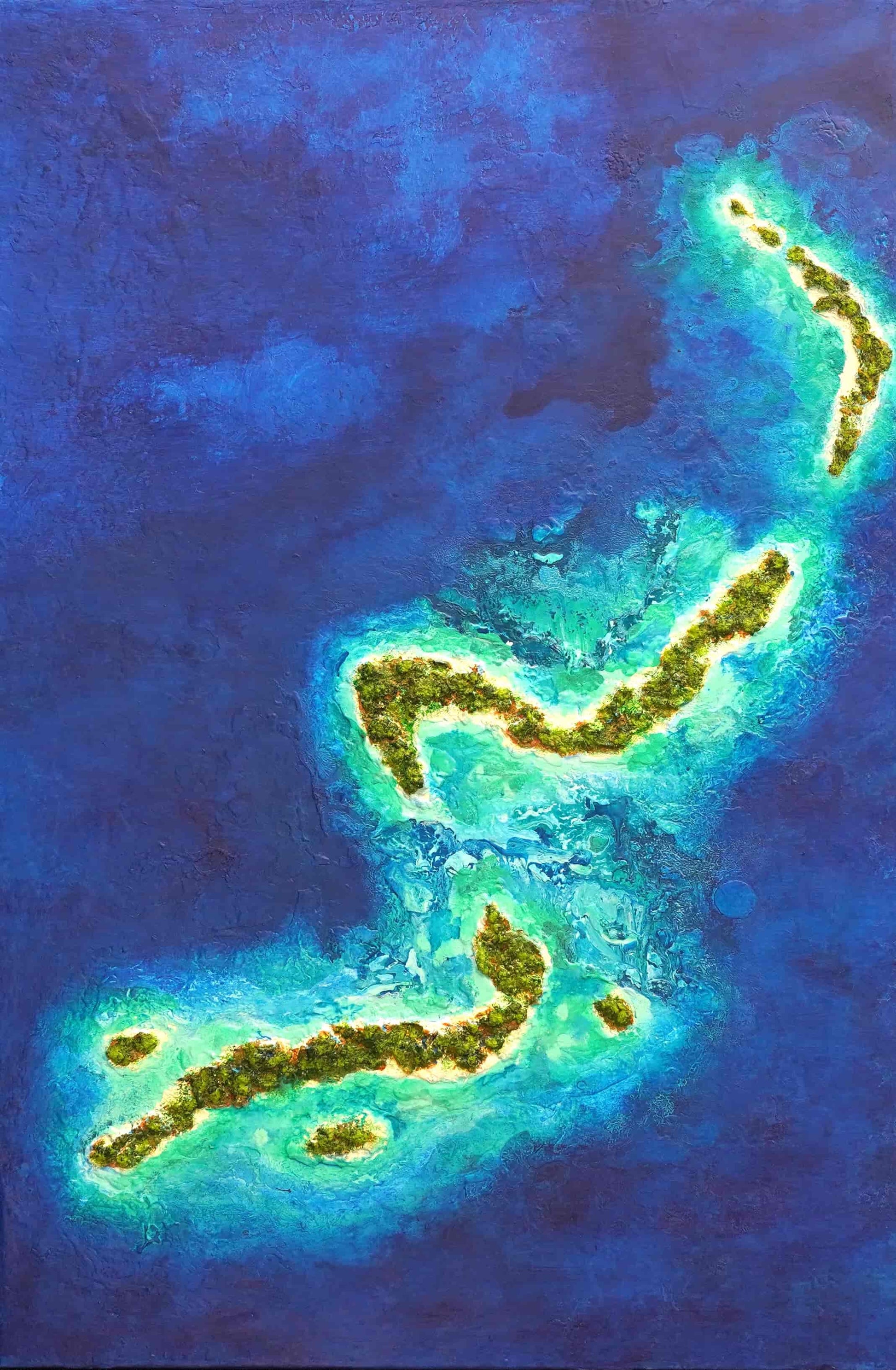 Art for sale painting artwork gallery galleries Paintings abstract textured mixed media buy landscape seascape ocean islands tropical sea aeria view beach on canvas acrylic oil