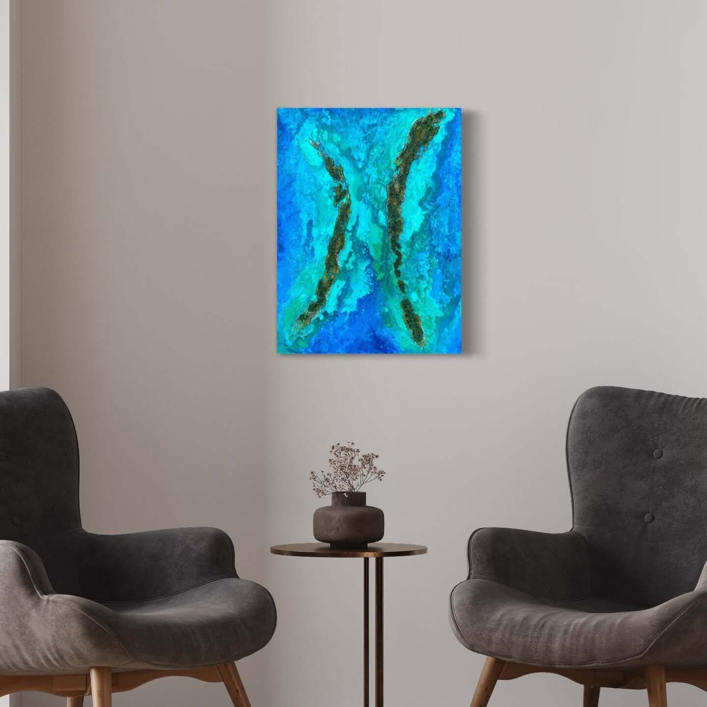 Acrylic painting on canvas abstract gallery fine art for sale textured tropical ocean islands seascape turquoise seashore