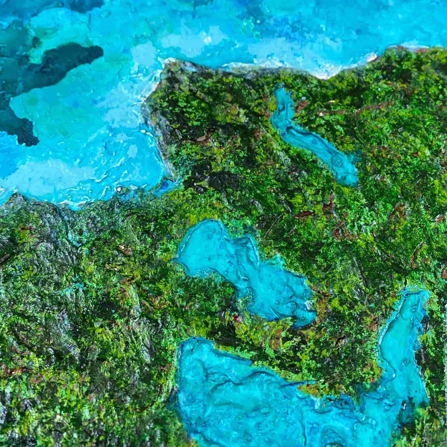 Acrylic mixed media painting on canvas abstract contemporary gallery fine art for sale textured tropical ocean islands seascape turquoise water seashore turquoise fadidiab.art
