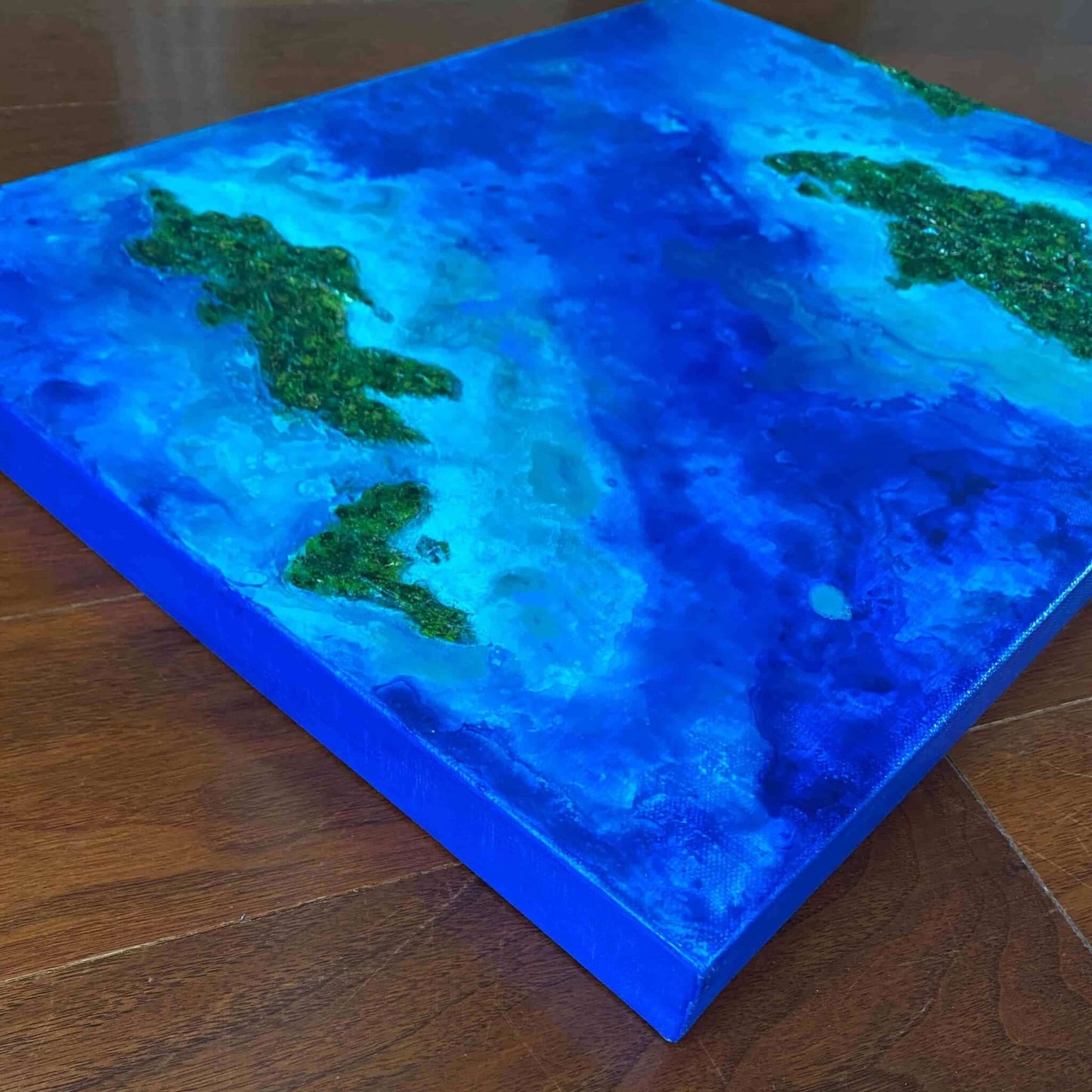 Acrylic mixed media painting on canvas abstract contemporary gallery fine art for sale textured tropical ocean islands seascape turquoise water seashore turquoise fadidiab.art fadi diab