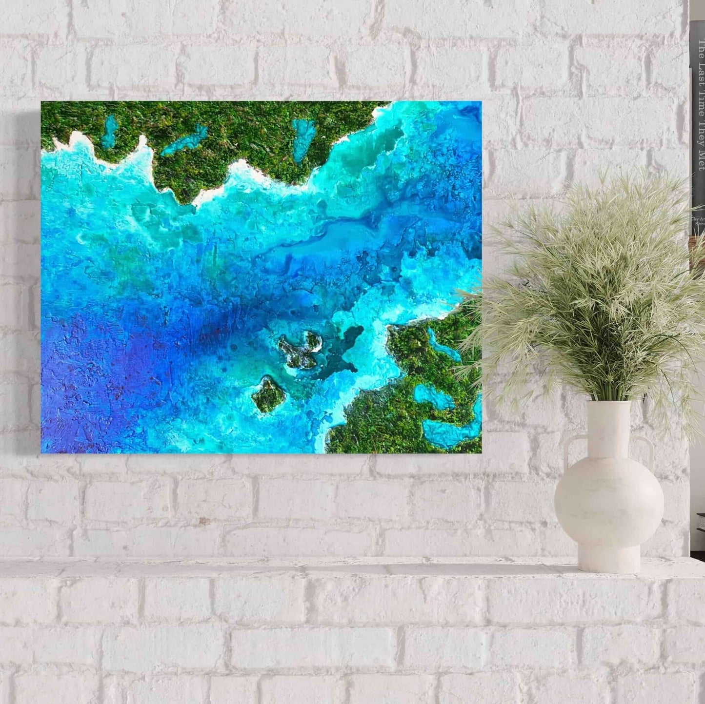 Acrylic painting on canvas abstract gallery fine art for sale textured tropical ocean islands seascape turquoise seashore