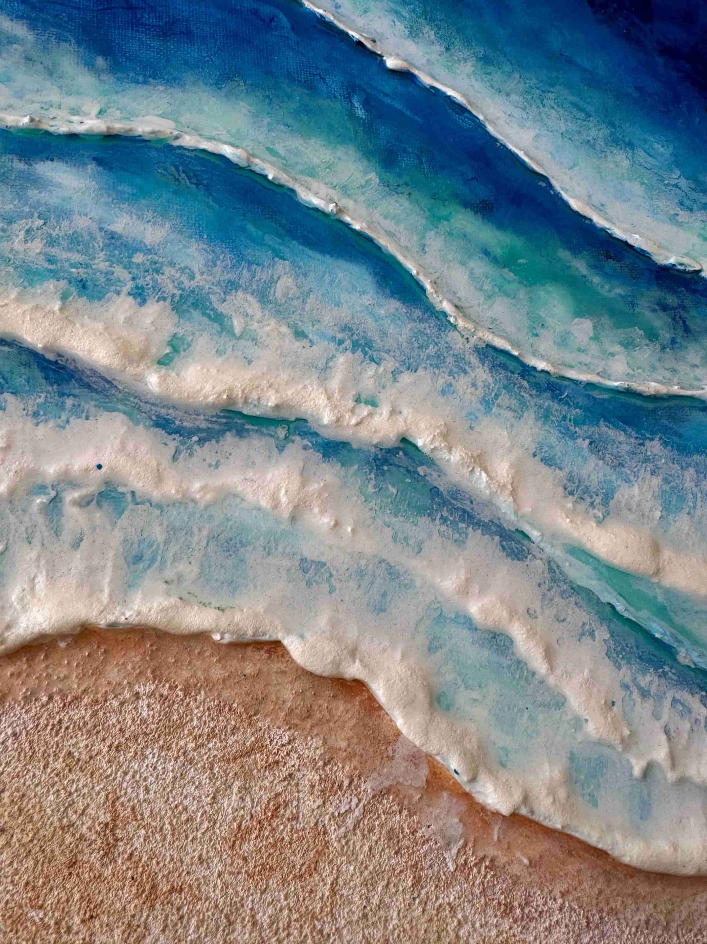 Original acrylic painting resin ocean seascape beach