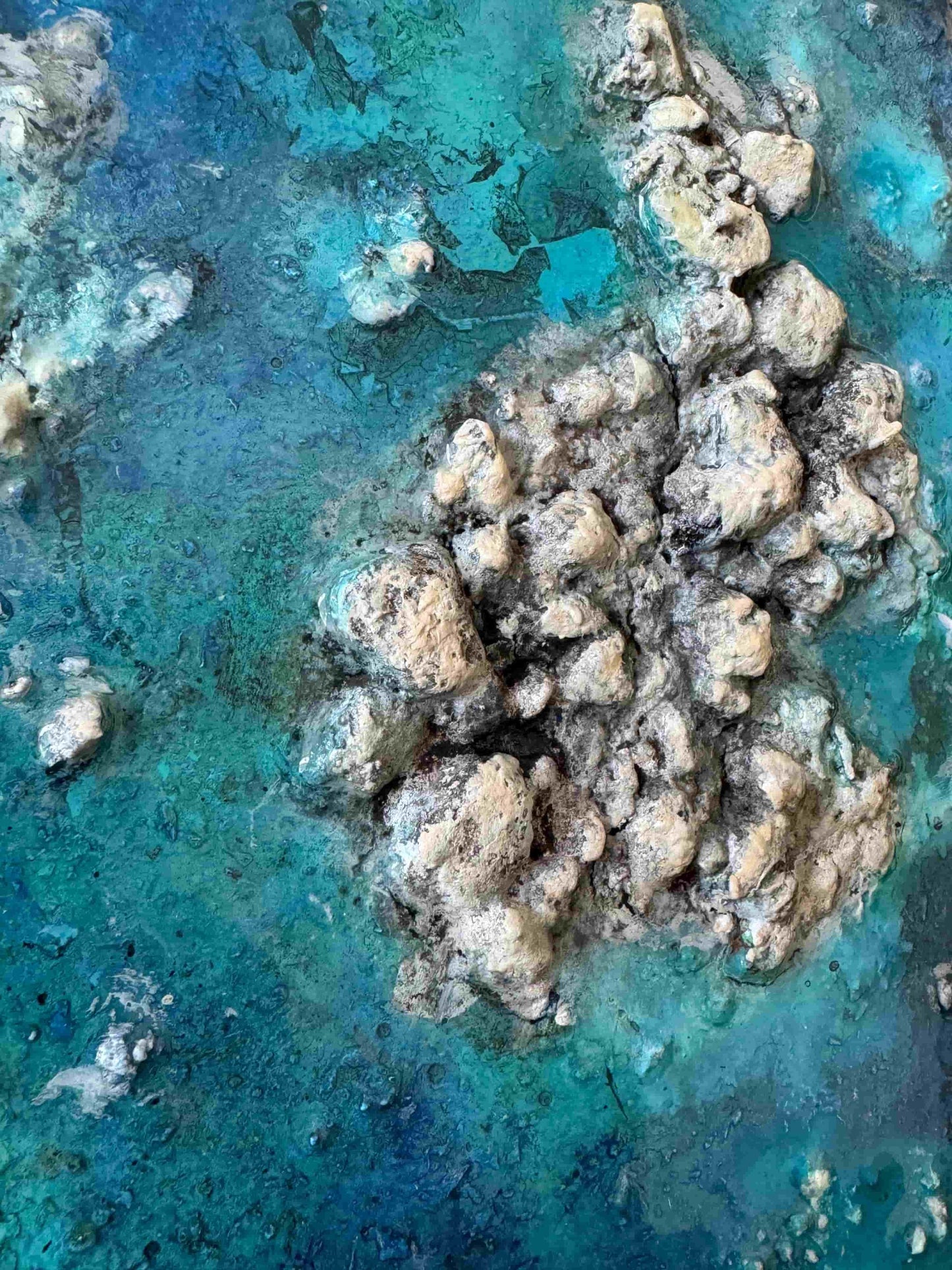 Original acrylic painting resin ocean seascape beach ROCK ISLAND