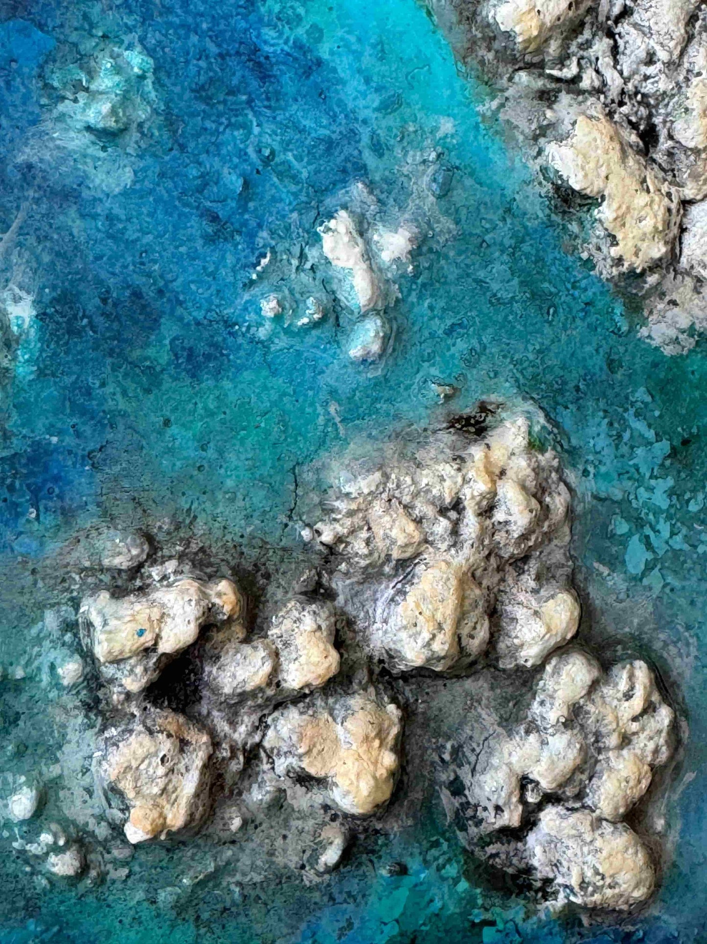 Original acrylic painting resin ocean seascape beach ROCK ISLAND