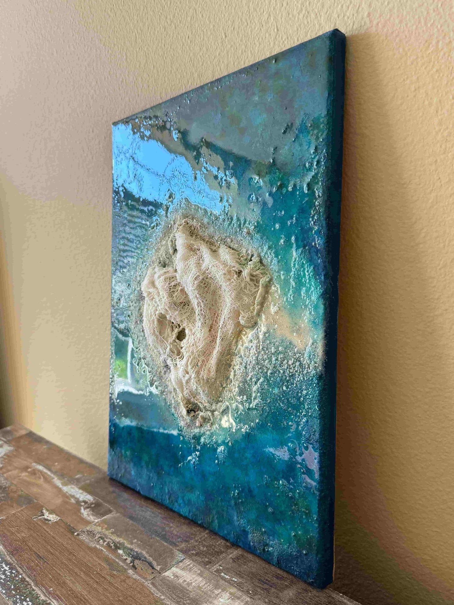 Seascape island sandy beach painting resin art fadi diab