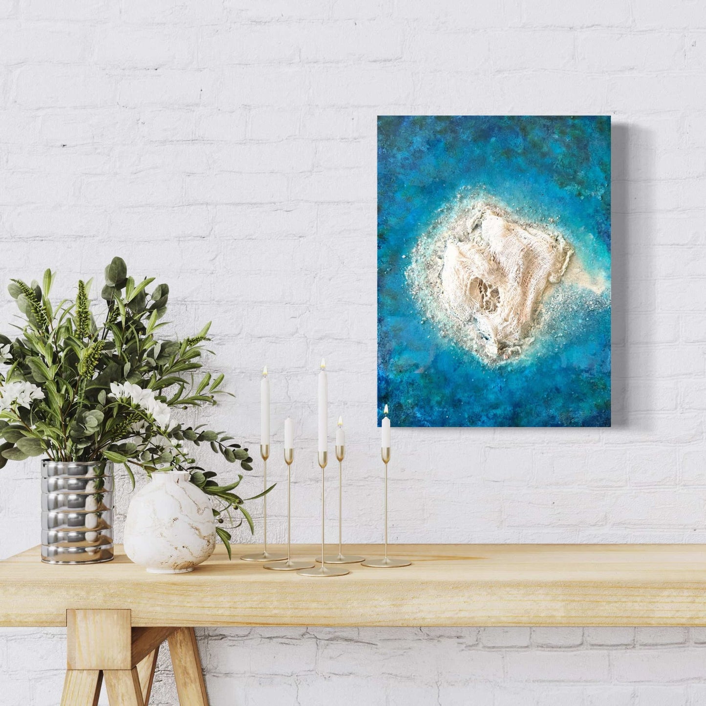 Seascape island sandy beach painting resin art fadi diab