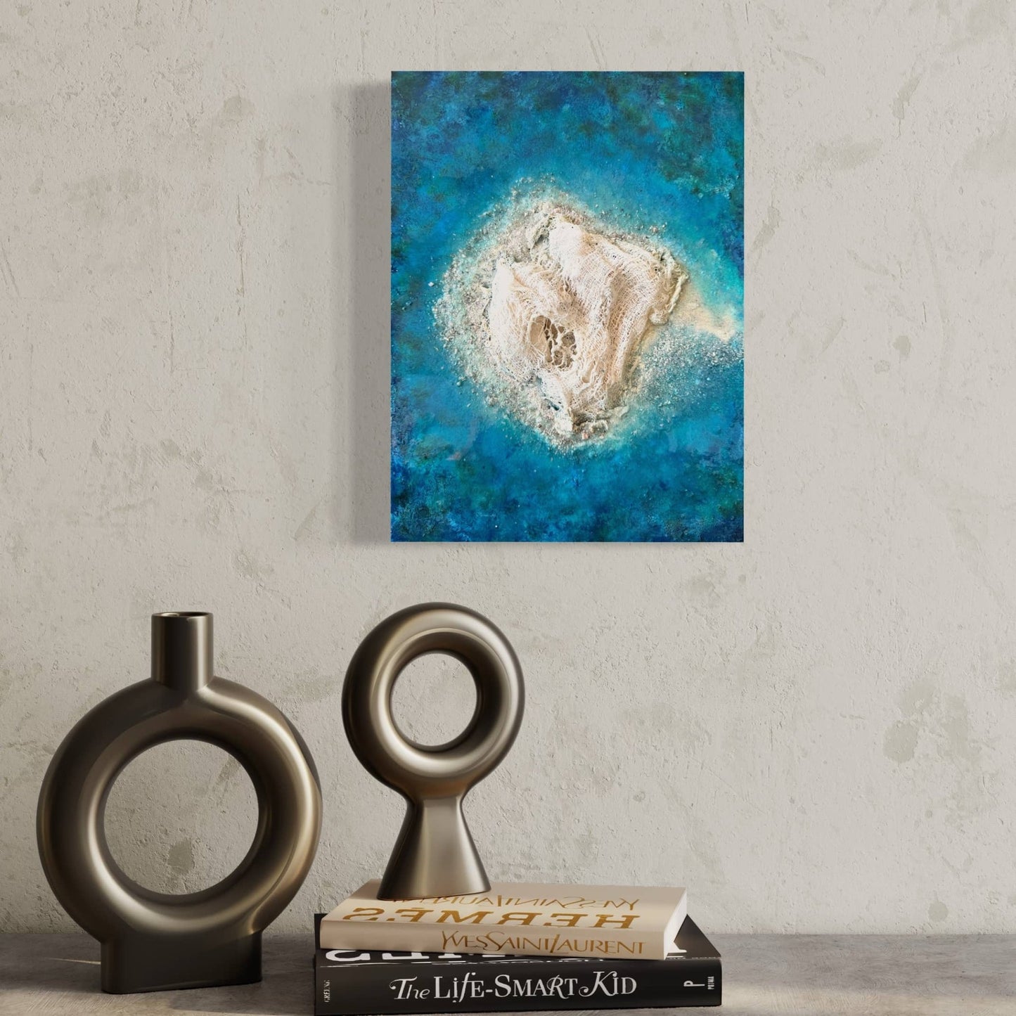 Seascape island sandy beach painting resin art fadi diab