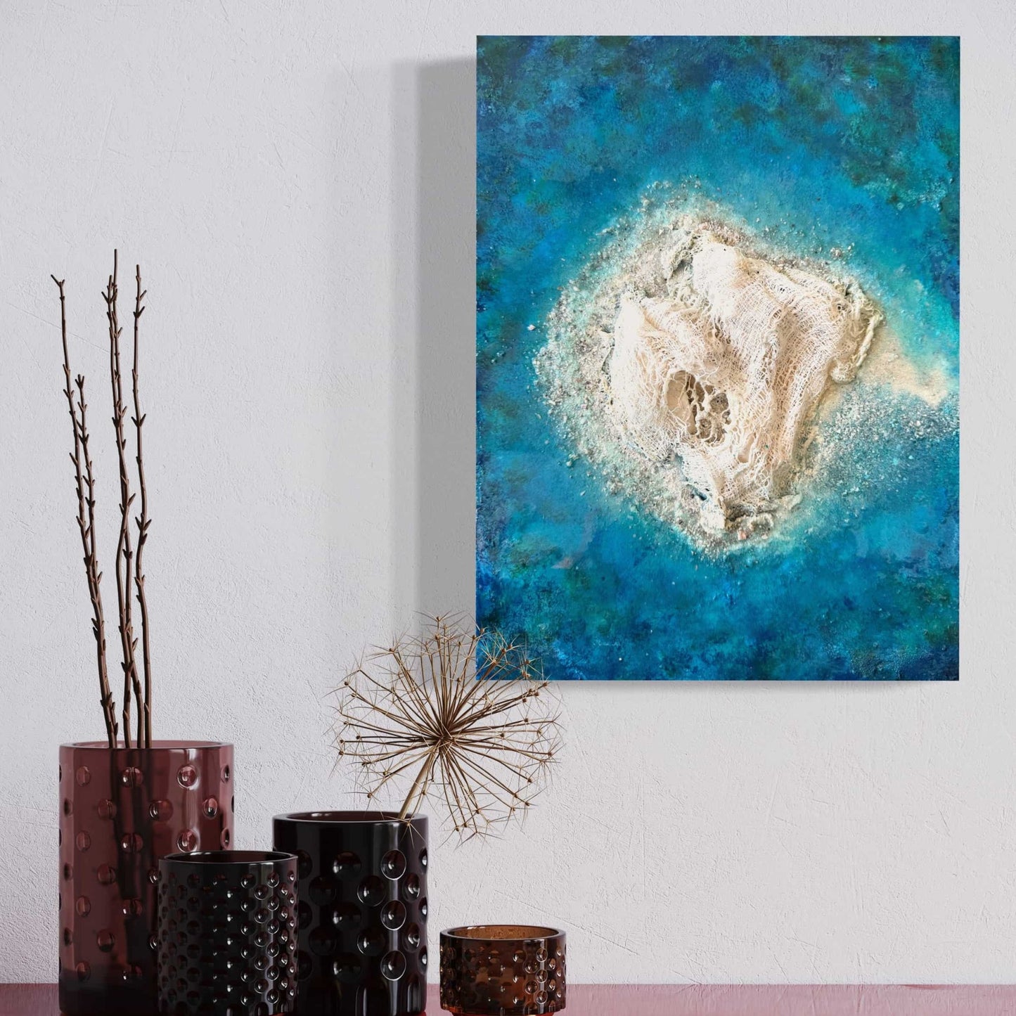 Seascape island sandy beach painting resin art fadi diab