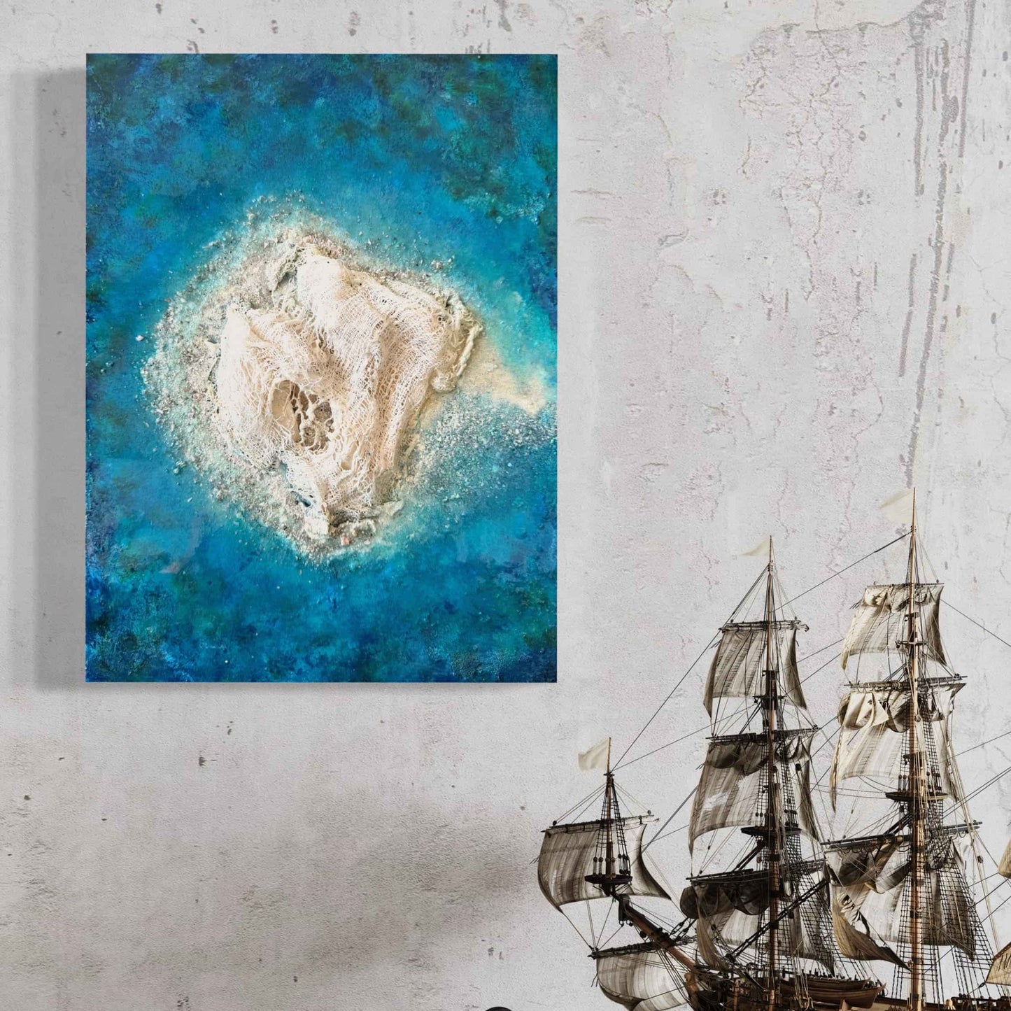 Seascape island sandy beach painting resin art fadi diab