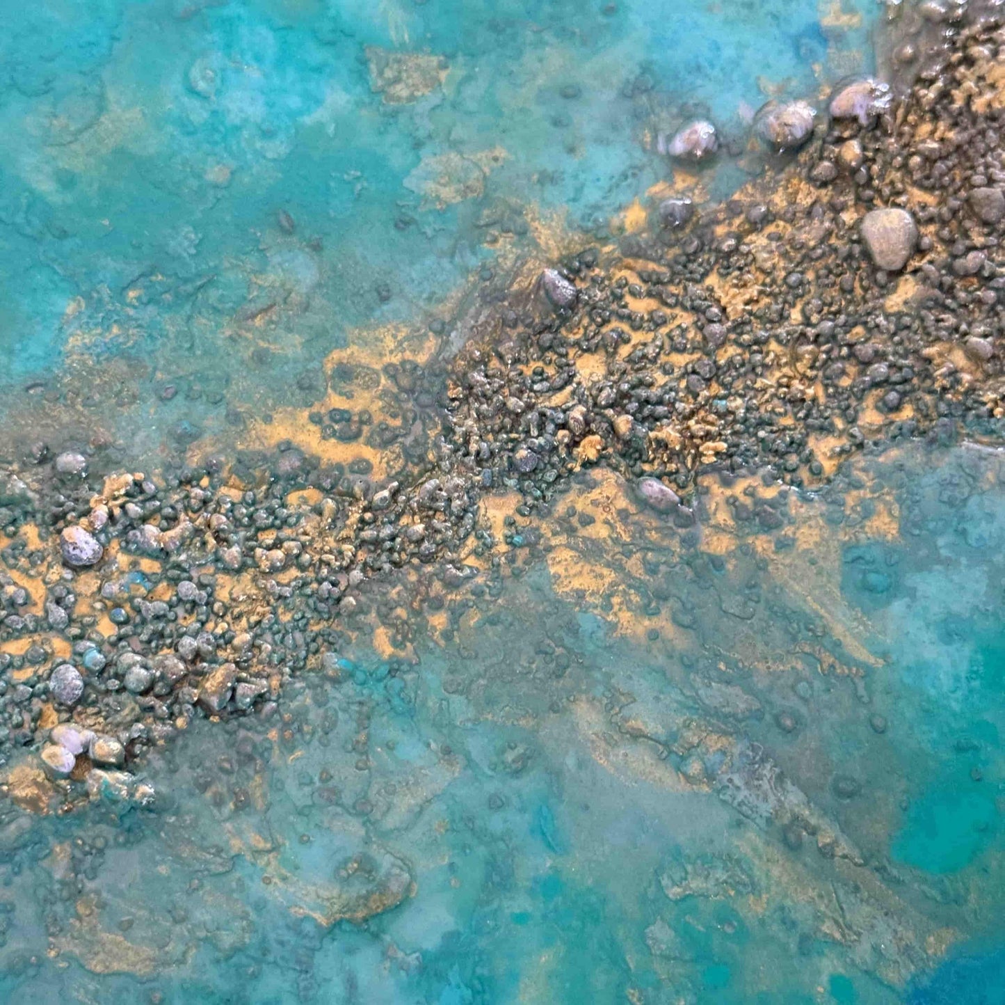 Tropical seascape resin mixed media painting