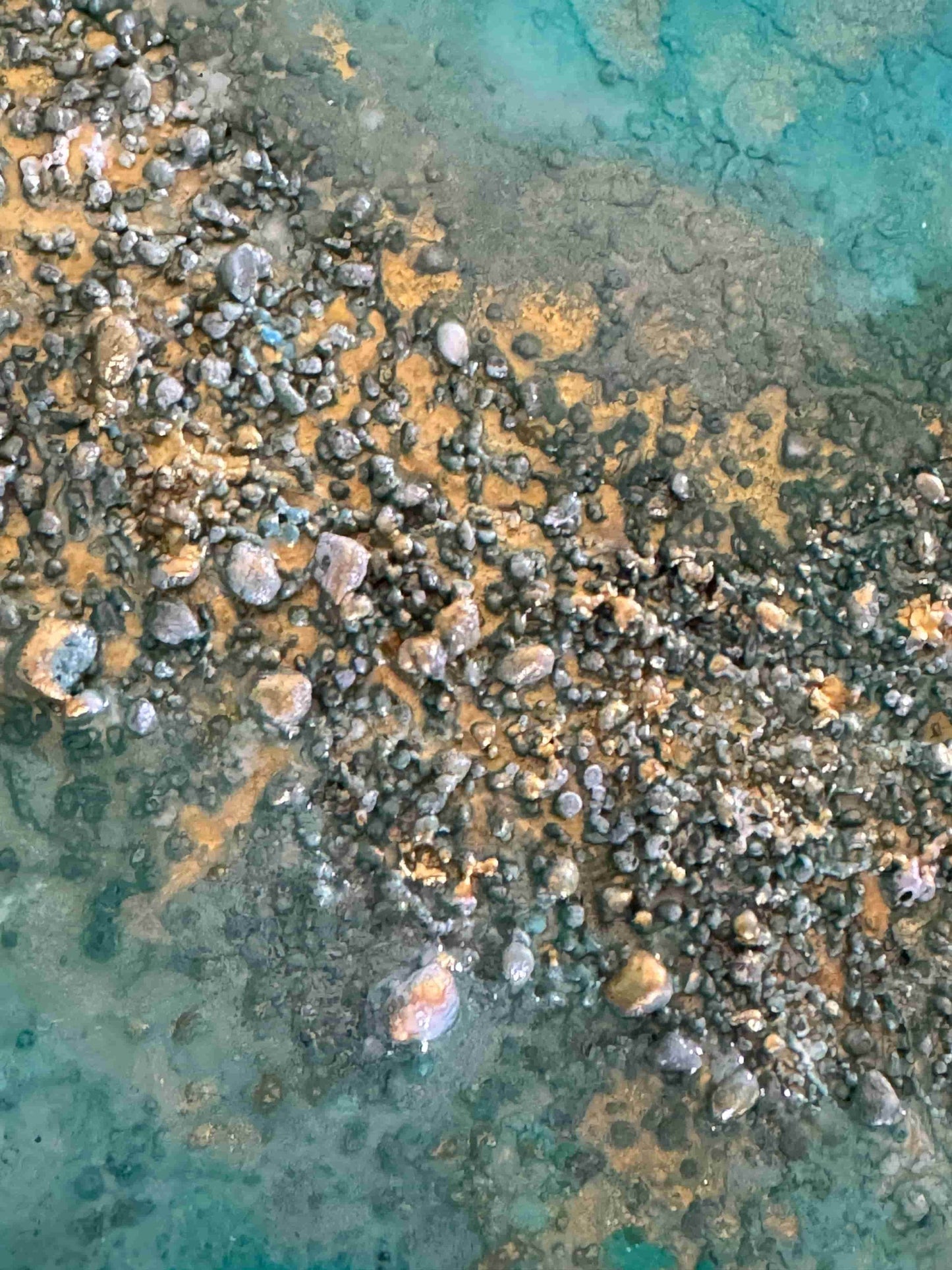 Tropical seascape resin mixed media painting