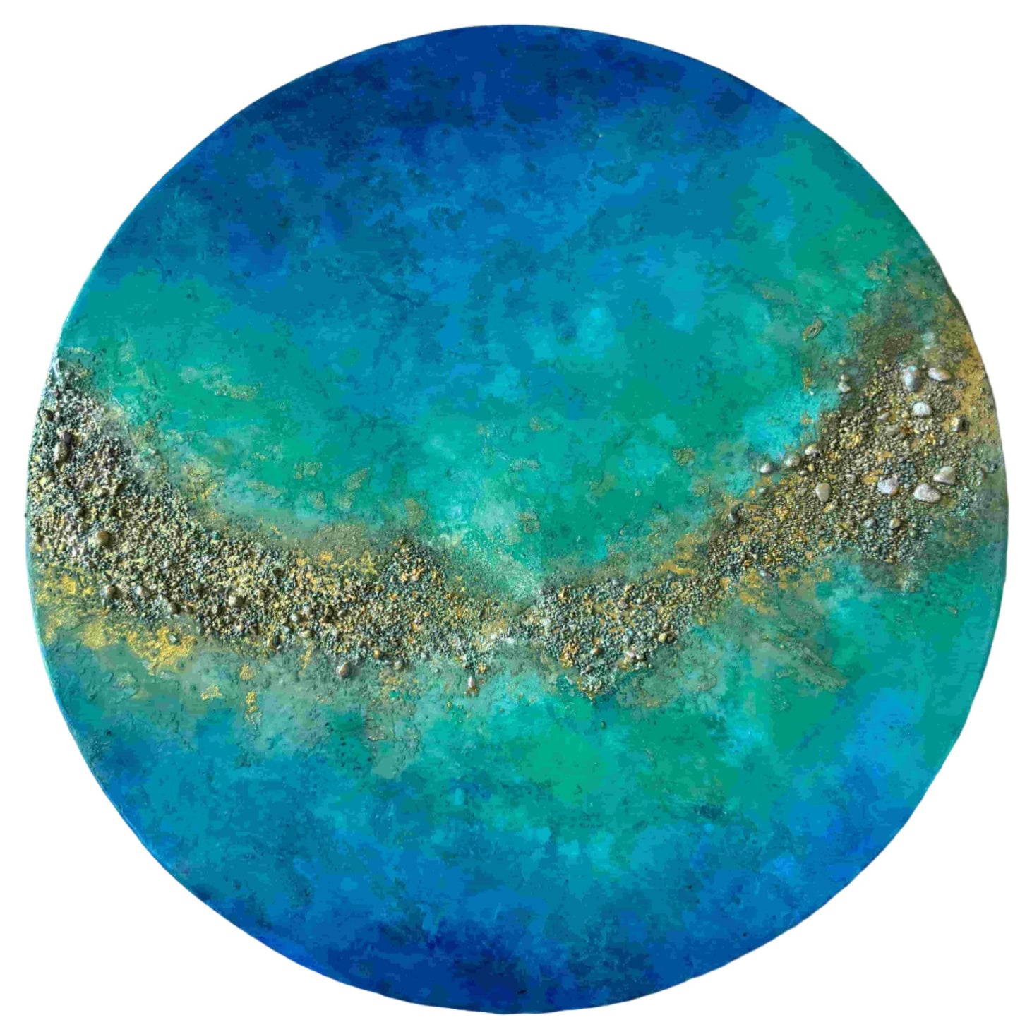 Tropical seascape resin mixed media painting