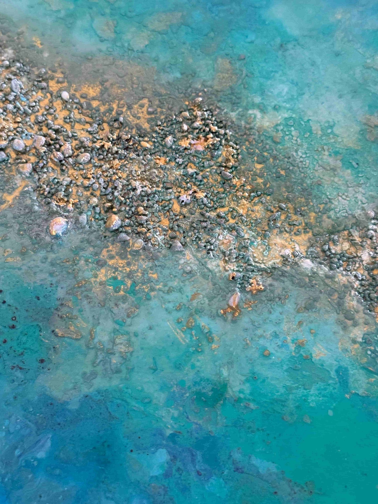 Tropical seascape resin mixed media painting