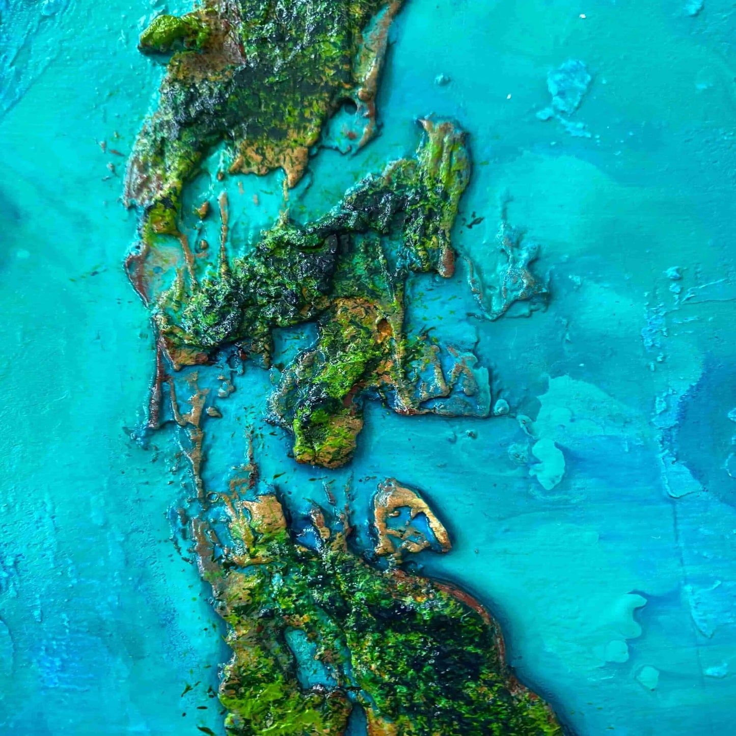 Acrylic painting on canvas abstract gallery fine art for sale textured tropical ocean islands seascape turquoise seashore