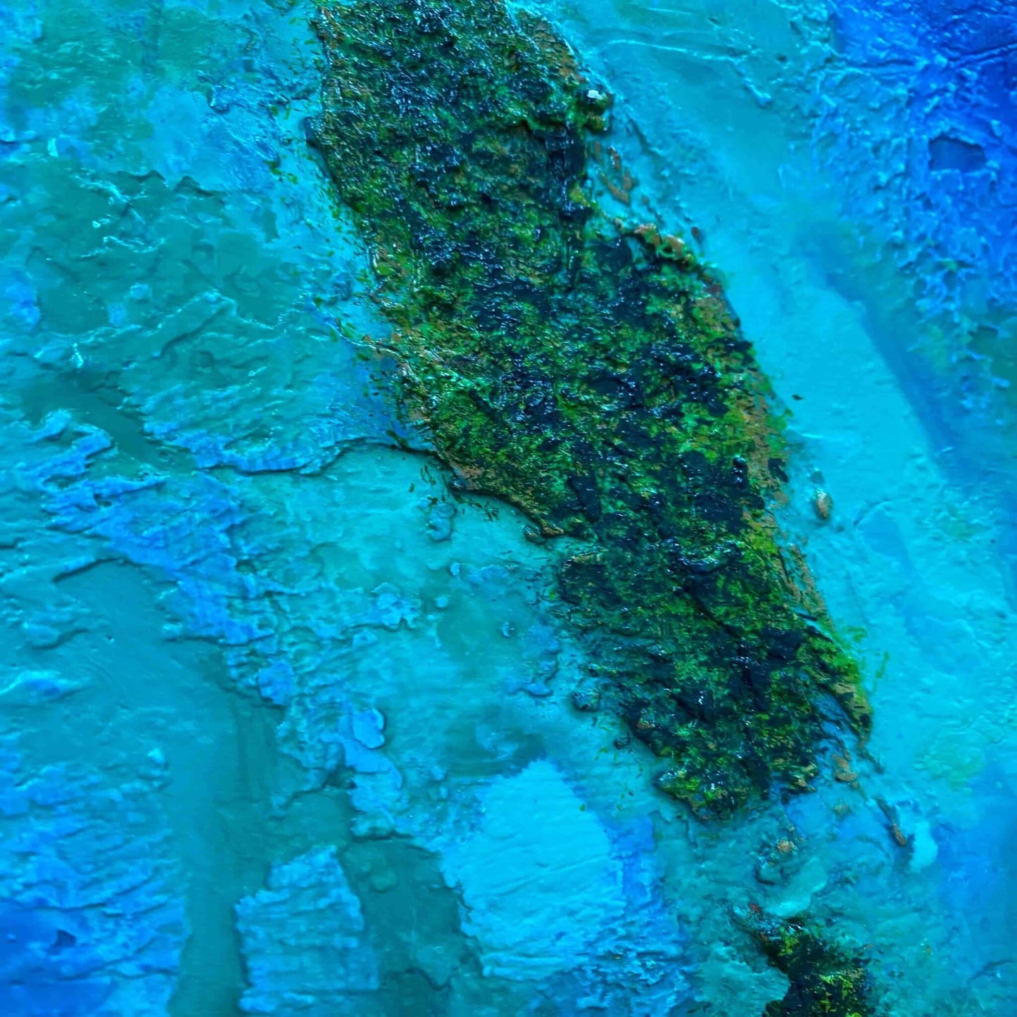 Acrylic mixed media painting on canvas abstract contemporary gallery fine art for sale textured tropical ocean islands seascape turquoise water seashore turquoise fadidiab.art
