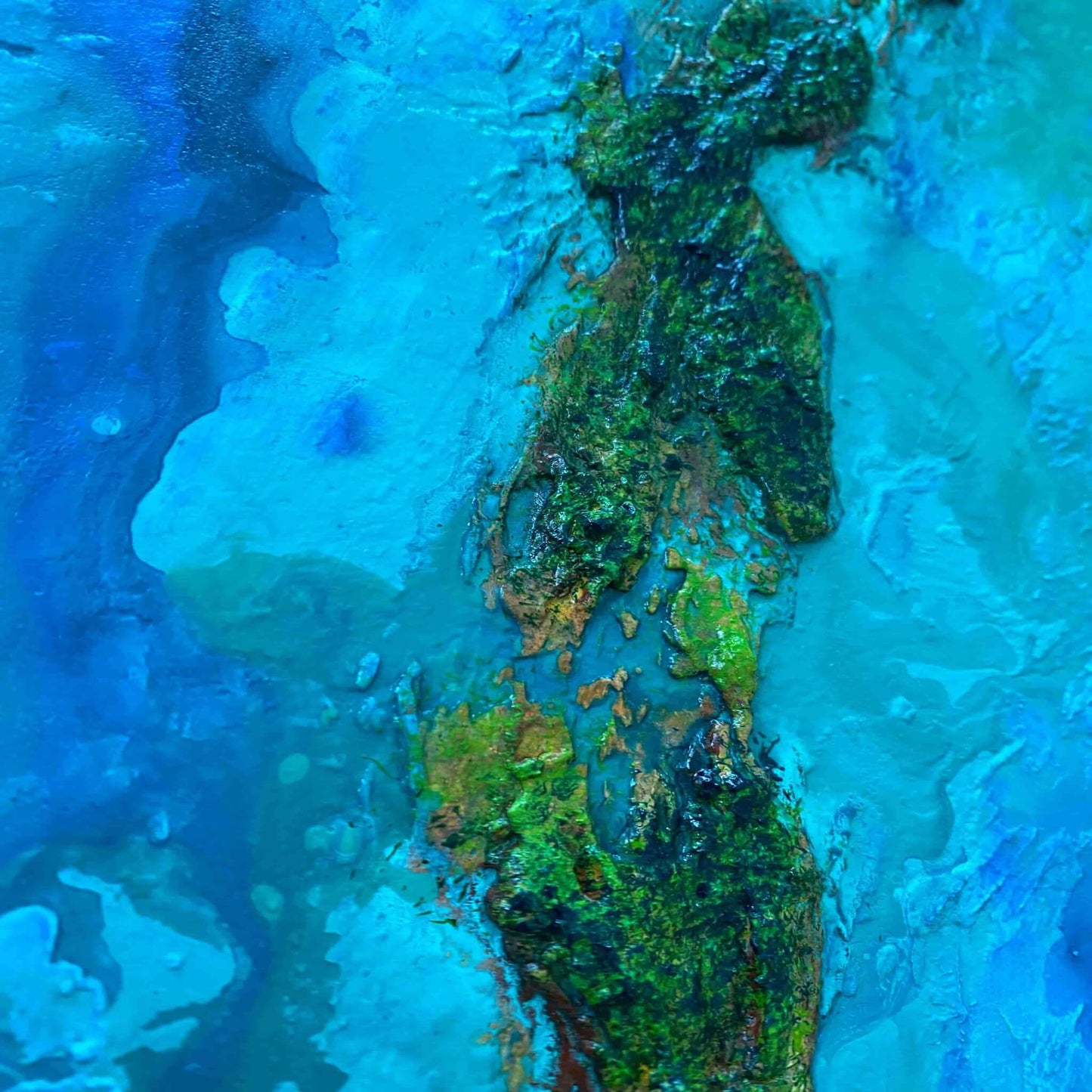 Acrylic mixed media painting on canvas abstract contemporary gallery fine art for sale textured tropical ocean islands seascape turquoise water seashore turquoise fadidiab.art