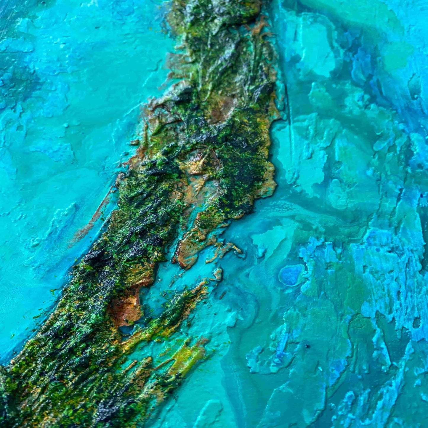 Acrylic mixed media painting on canvas abstract contemporary gallery fine art for sale textured tropical ocean islands seascape turquoise water seashore turquoise fadidiab.art