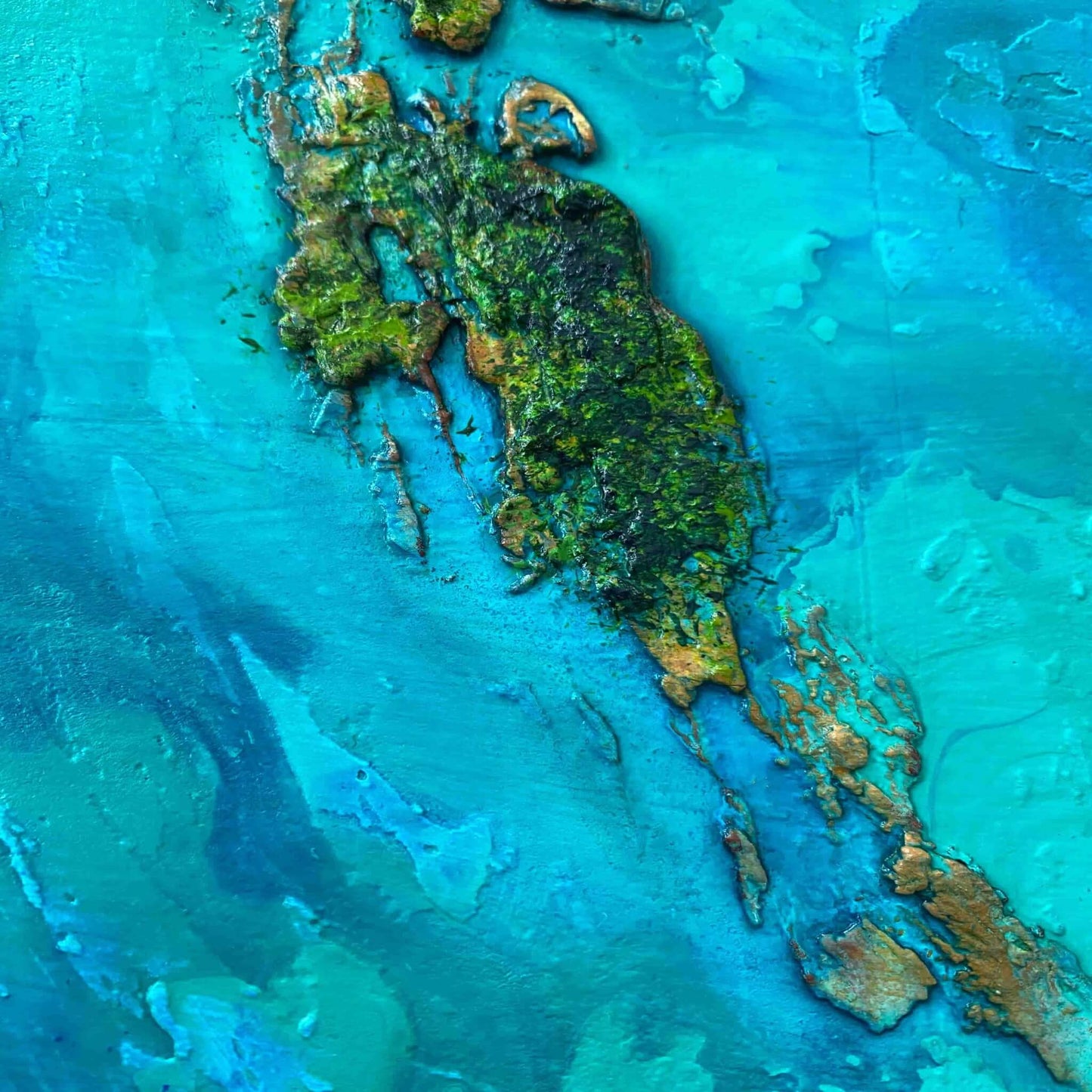 Acrylic painting on canvas abstract gallery fine art for sale textured tropical ocean islands seascape turquoise seashore