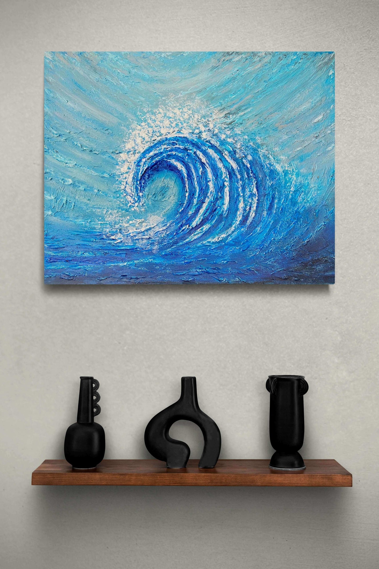 contemporary abstract art original paintings gallery signed by artist for art collectors using 3d impasto textured artwork sea wave seascape sky cloud ocean for sale