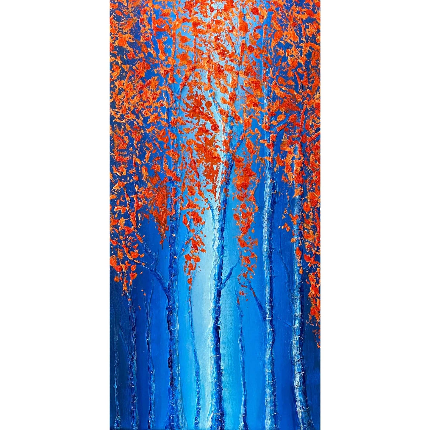 acrylic oil painting on canvas wall art texture crackle mixed media artwork original handmade signed by artist for sale flower floral trees still life