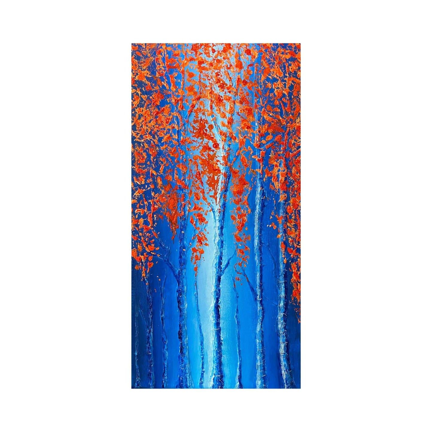 Acrylic painting on canvas abstract fine art for sale textured floral trees forest blue orange fadidiab.art fadi diab