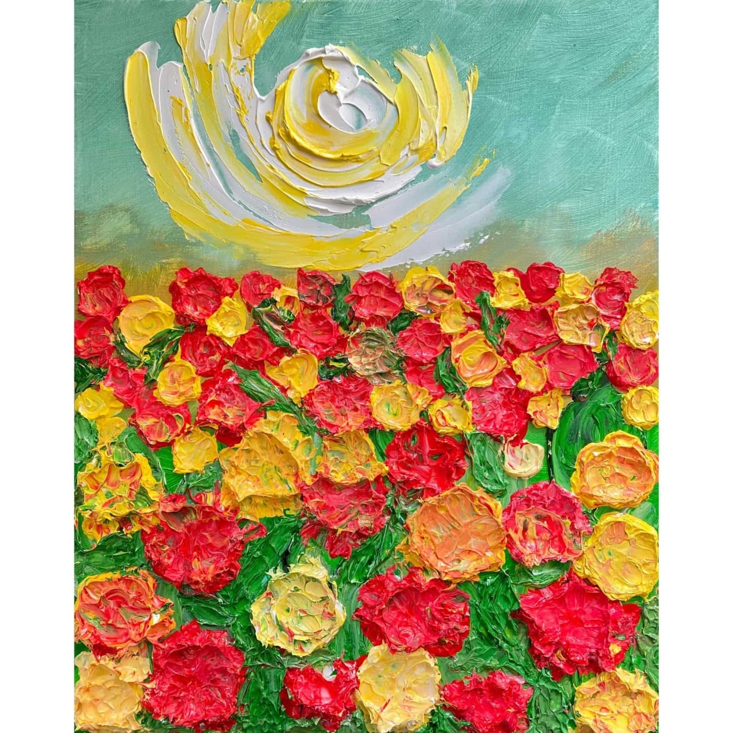 acrylic oil painting on canvas wall art texture crackle artwork original handmade signed by artist for sale flower floral trees still life