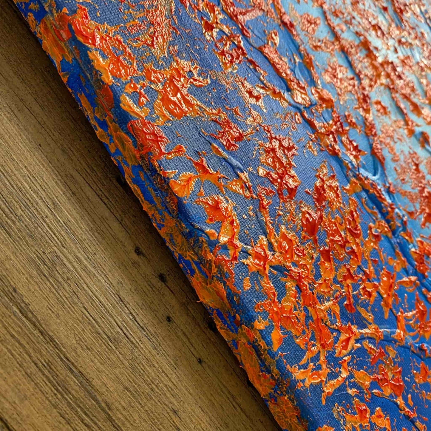 Acrylic painting on canvas abstract fine art for sale textured floral trees forest blue orange fadidiab.art fadi diab