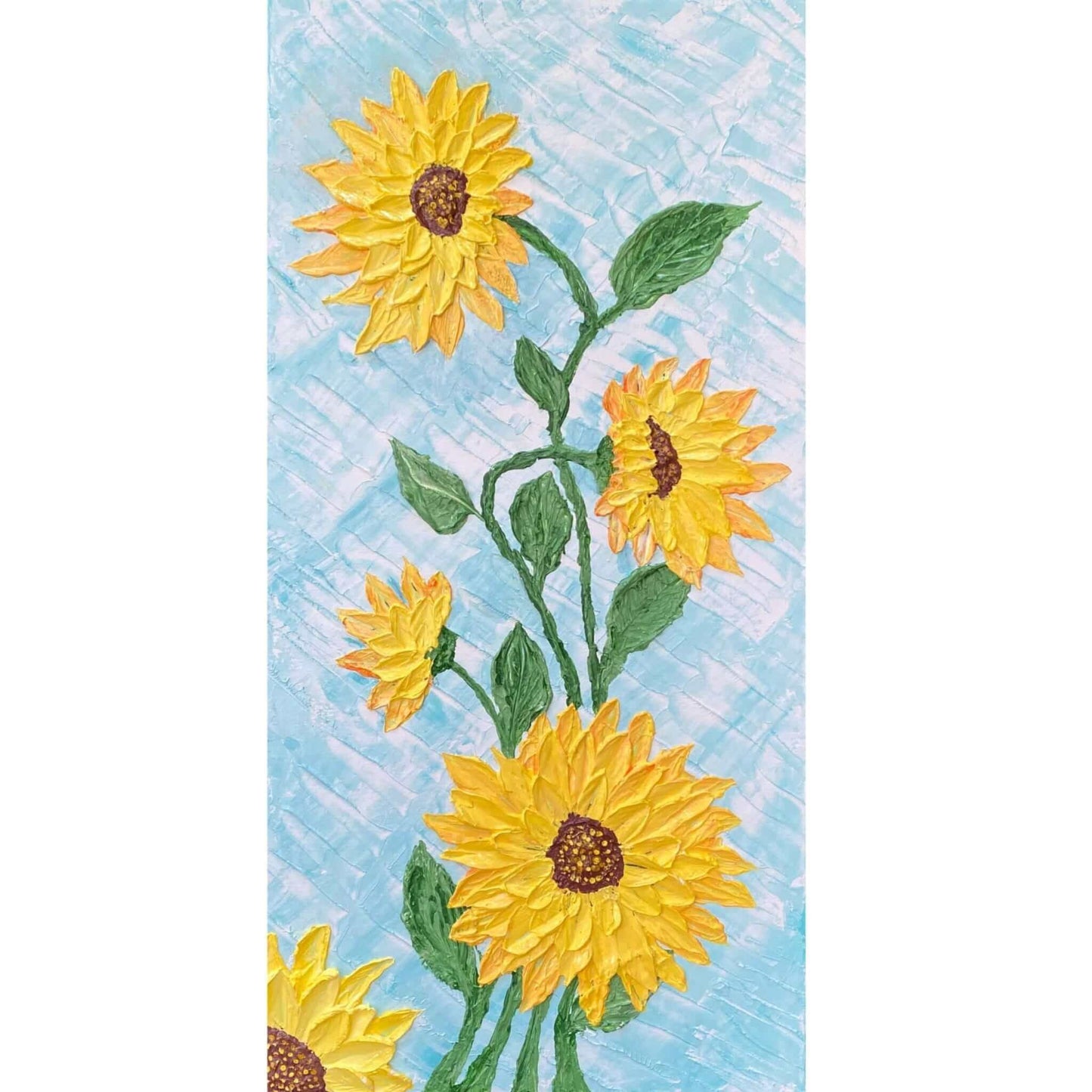 contemporary abstract art original paintings gallery signed by artist for art collectors using 3d impasto textured artwork floral sunflower still life