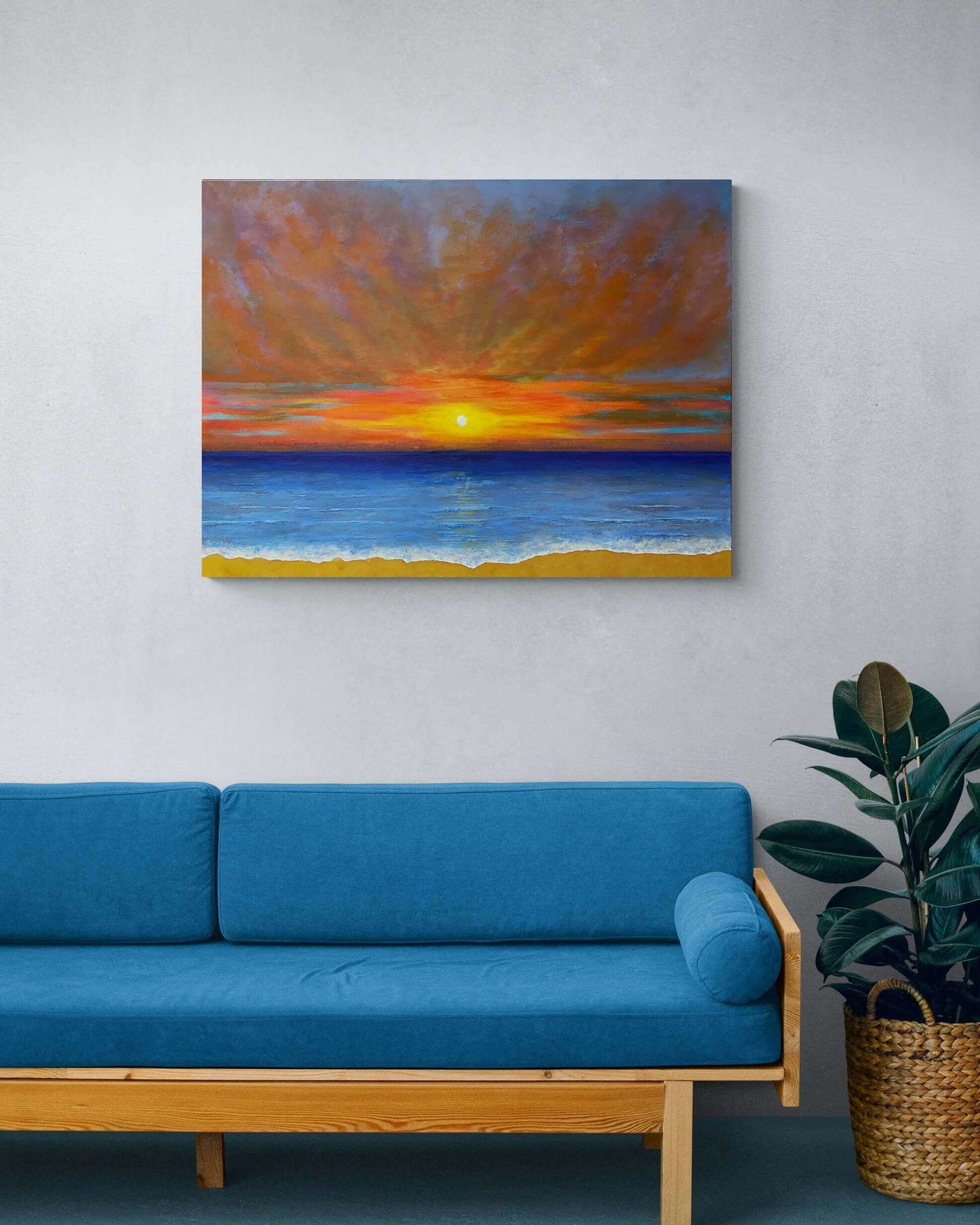 Original art painting on canvas for sale wall art artwork oil acrylic fine abstract onlin seascape sunset turquoise beach sea