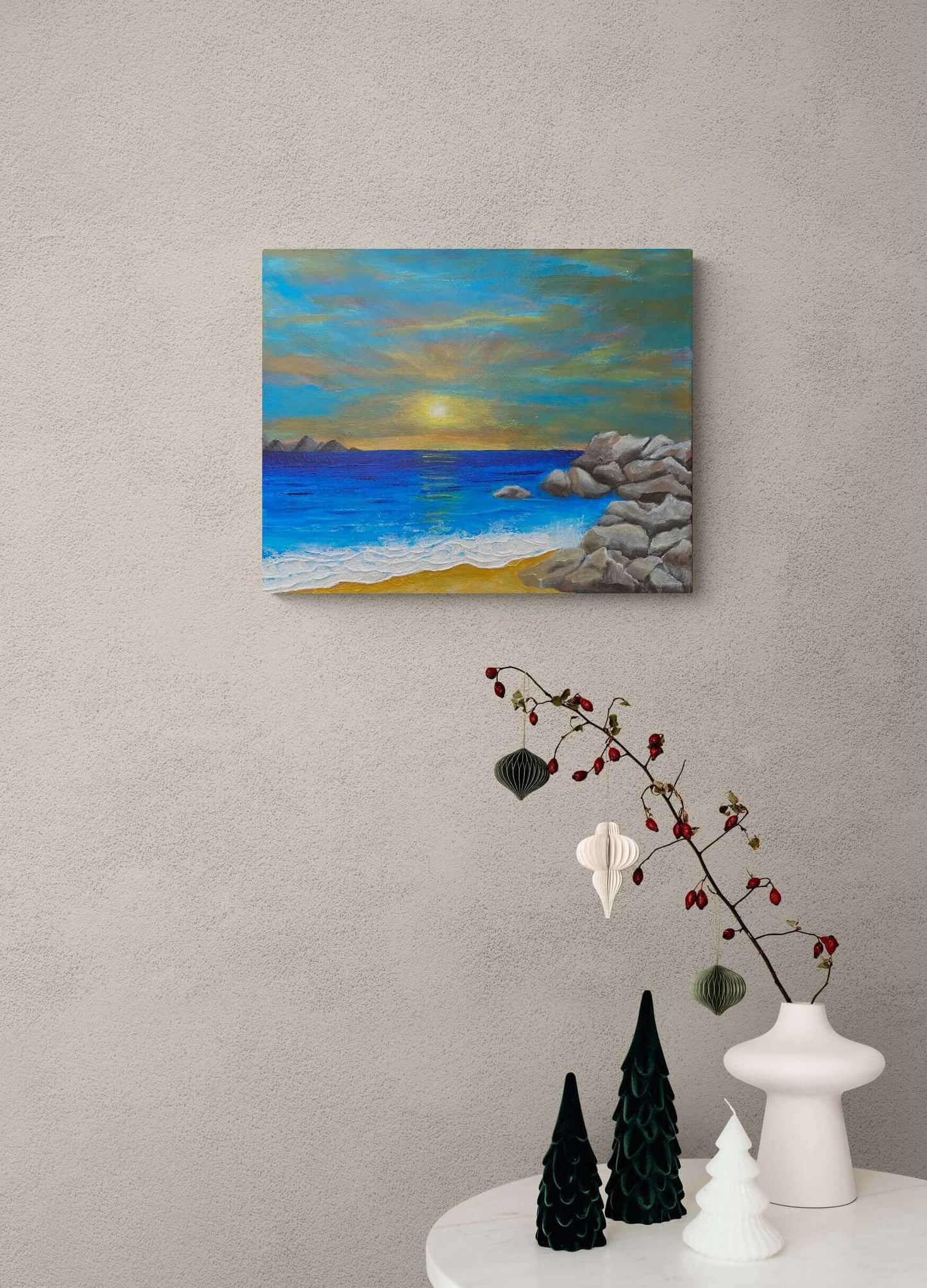 vOriginal art painting on canvas for sale wall art artwork oil acrylic fine abstract online hand painted textured contemporary gallery artist seascape sunset landscape beach rocksstill life
