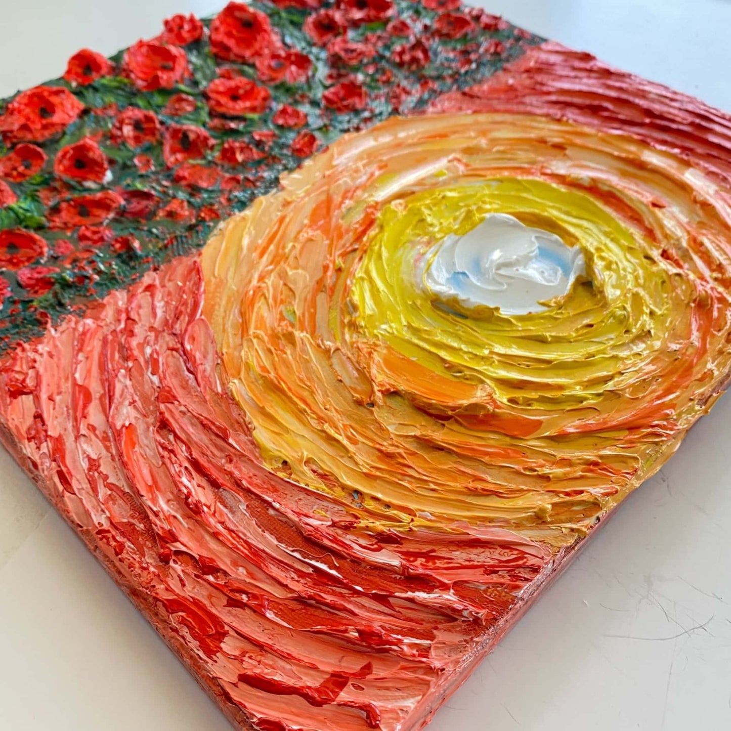 contemporary abstract art original paintings gallery signed by artist for art collectors using 3d impasto textured artwork floral