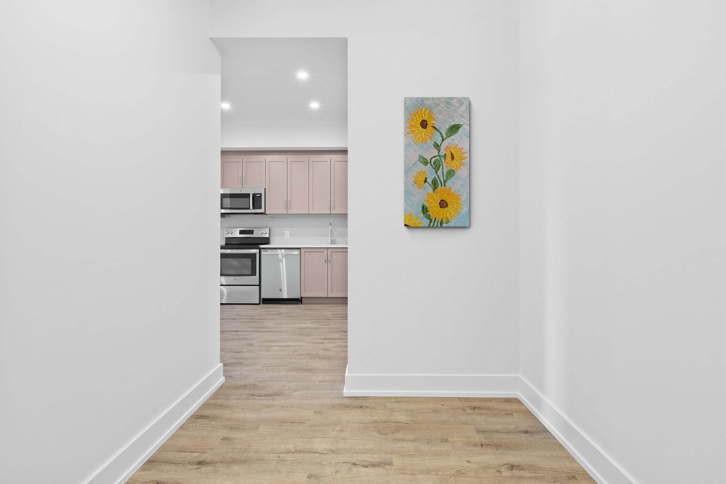 contemporary abstract art original paintings gallery signed by artist for art collectors using 3d impasto textured artwork floral sunflower still life