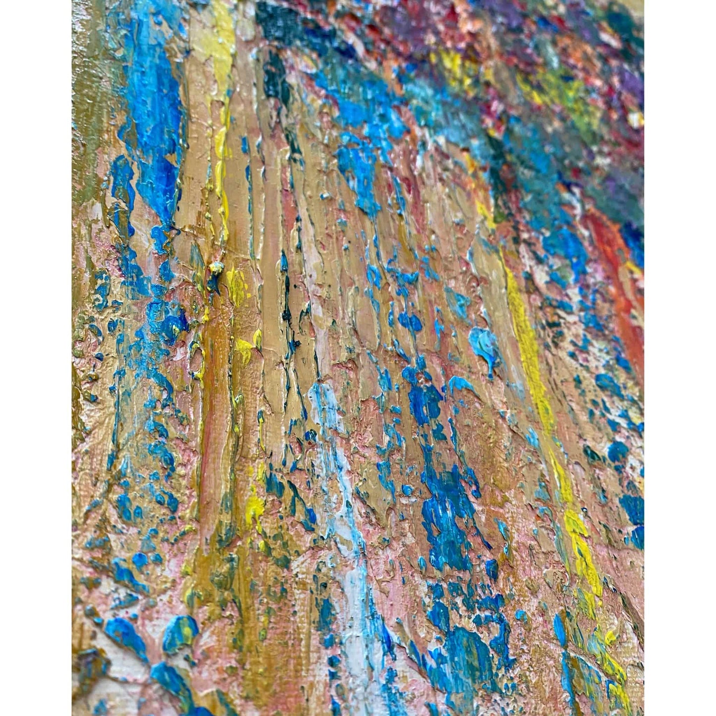 acrylic oil painting on canvas wall art texture crackle artwork original handmade signed by artist for sale flower floral trees still life