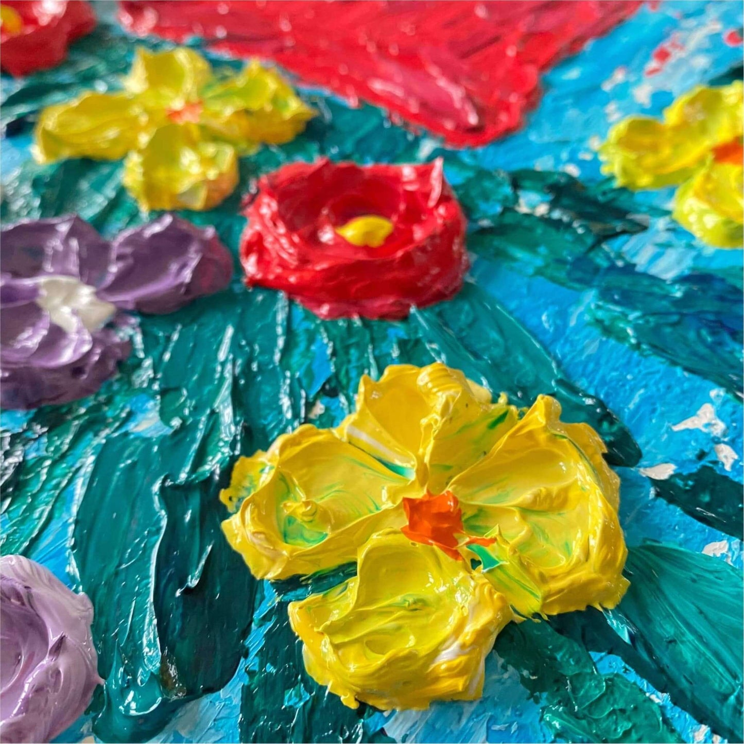 Original hand painted acrylic oil abstract mixed media art painting signed by artist with certificate of authenticity