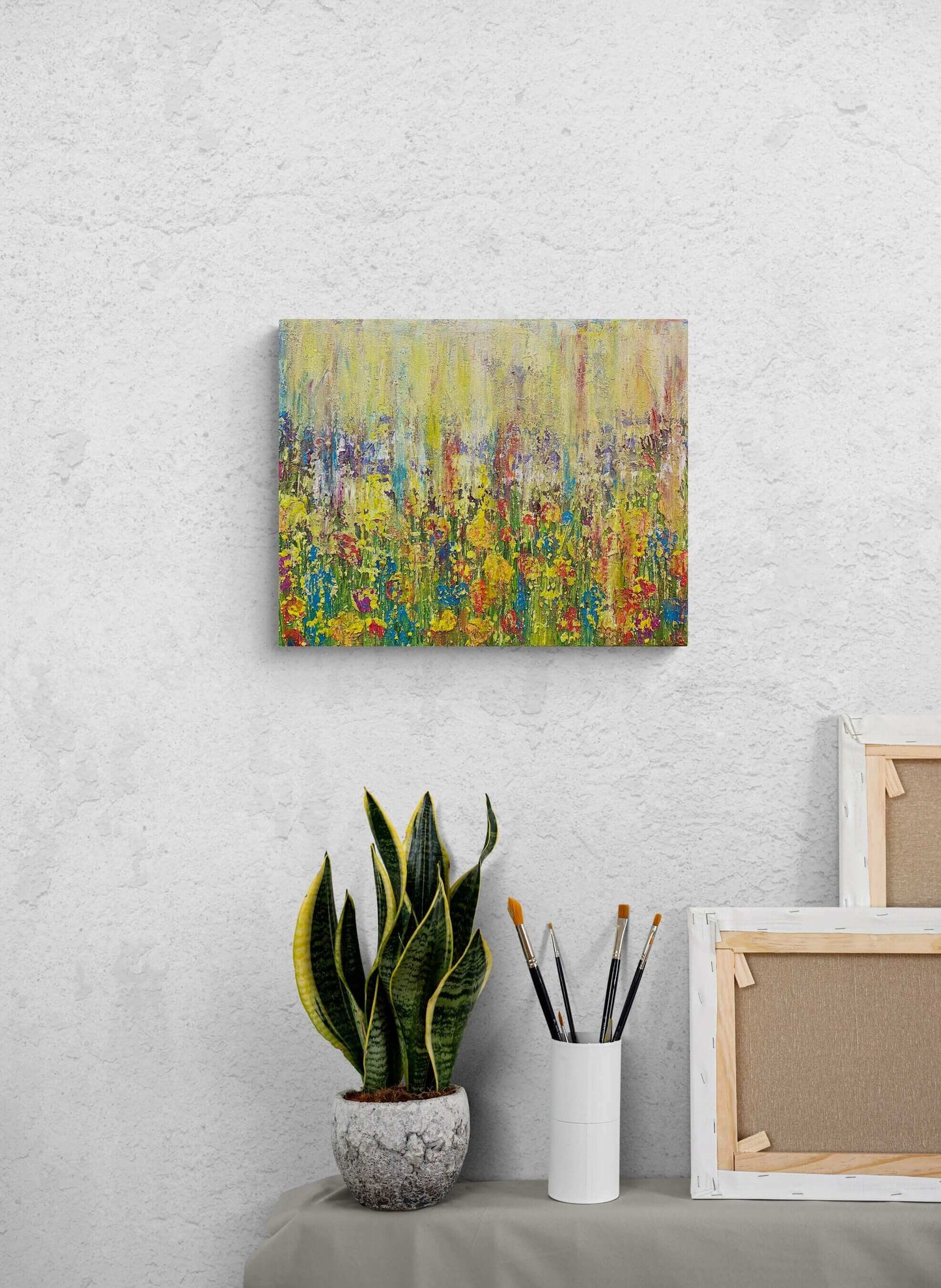 Original contemporary abstract art original paintings gallery for sale 3d impasto textured artwork floral flower trees.
