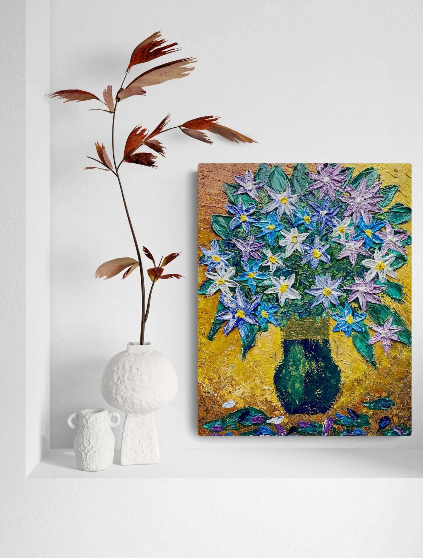Original art painting on canvas for sale wall art artwork oil acrylic fine abstract online hand painted textured contemporary gallery artist floral flower vase