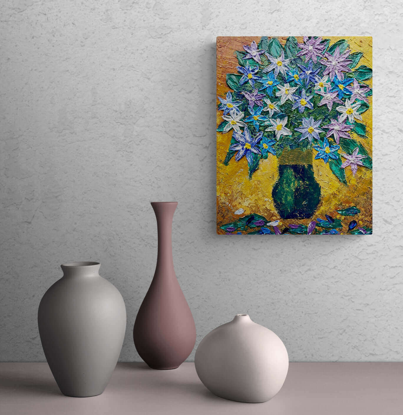 Original art painting on canvas for sale wall art artwork oil acrylic fine abstract online hand painted textured contemporary gallery artist floral flower vase