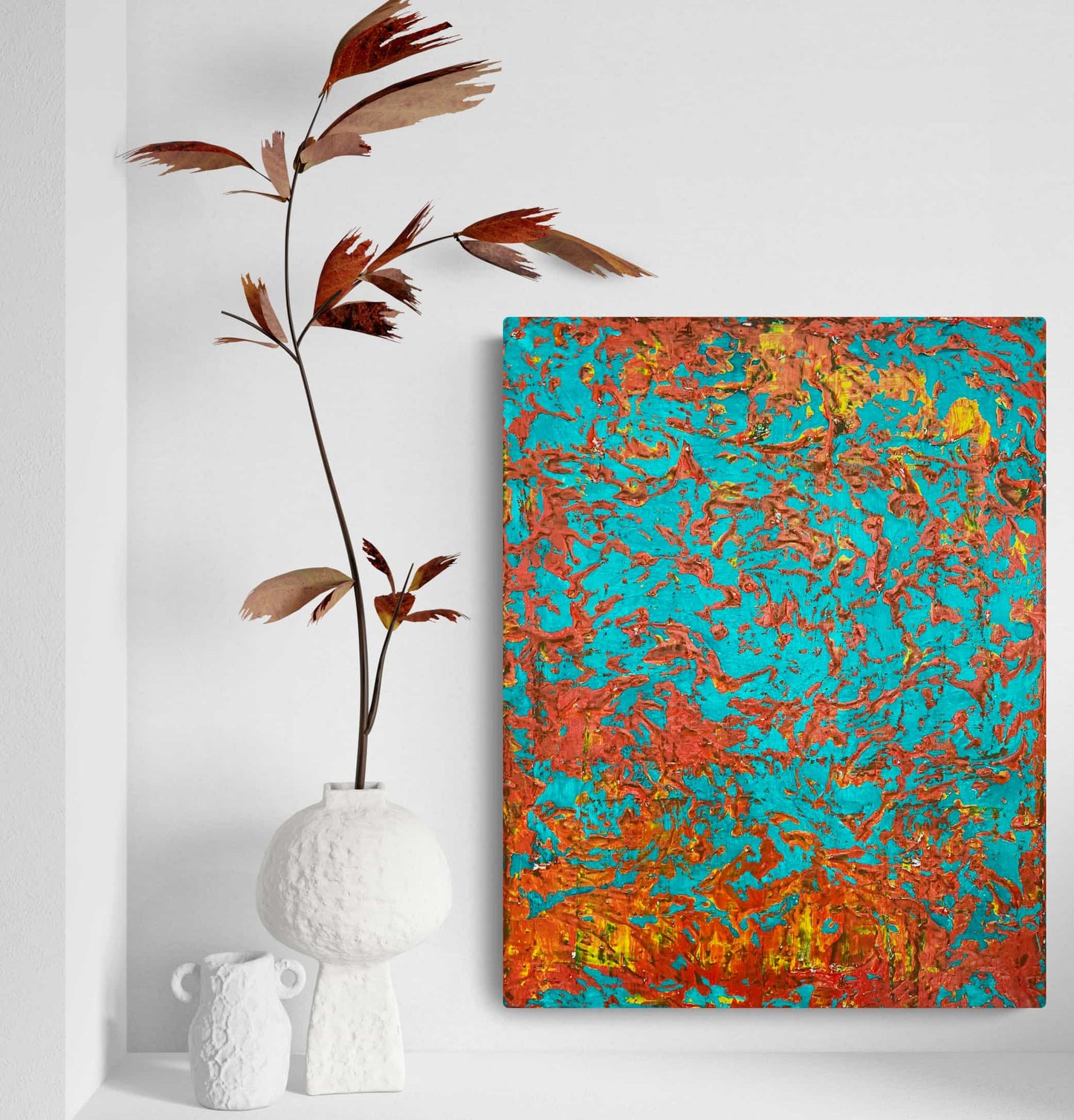 Acrylic mixed media painting on canvas abstract contemporary gallery fine art for sale textured floral fadidiab.art fadi diab