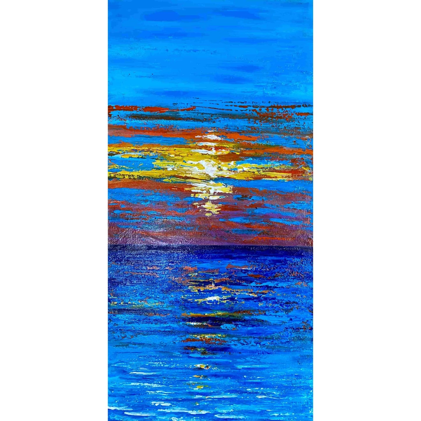 Textured mixed media acrylic oil painting on canvas landscape seascape original sunset ocean cloud