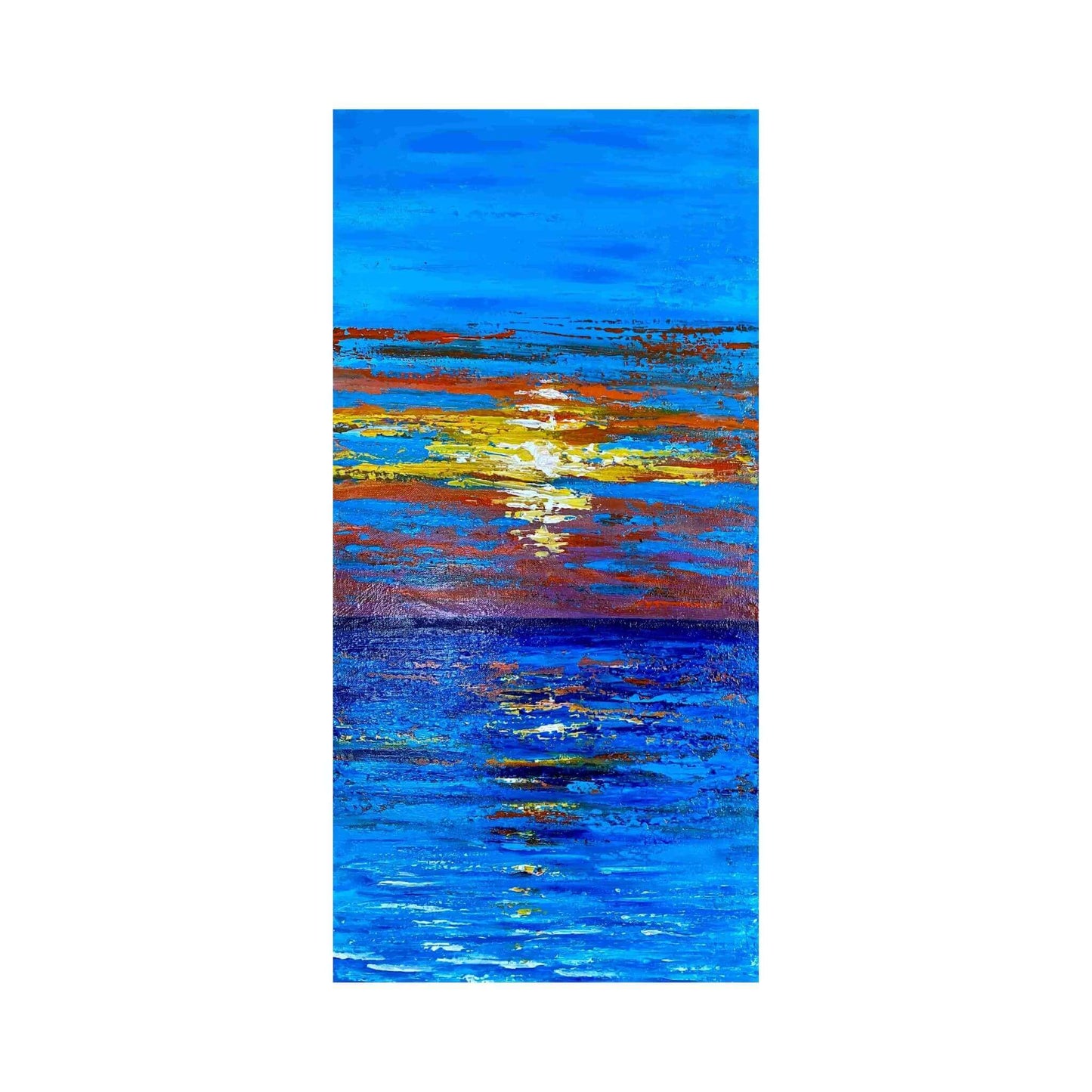 Textured mixed media acrylic oil painting on canvas 3d impasto landscape seascape original sunset ocean cloud