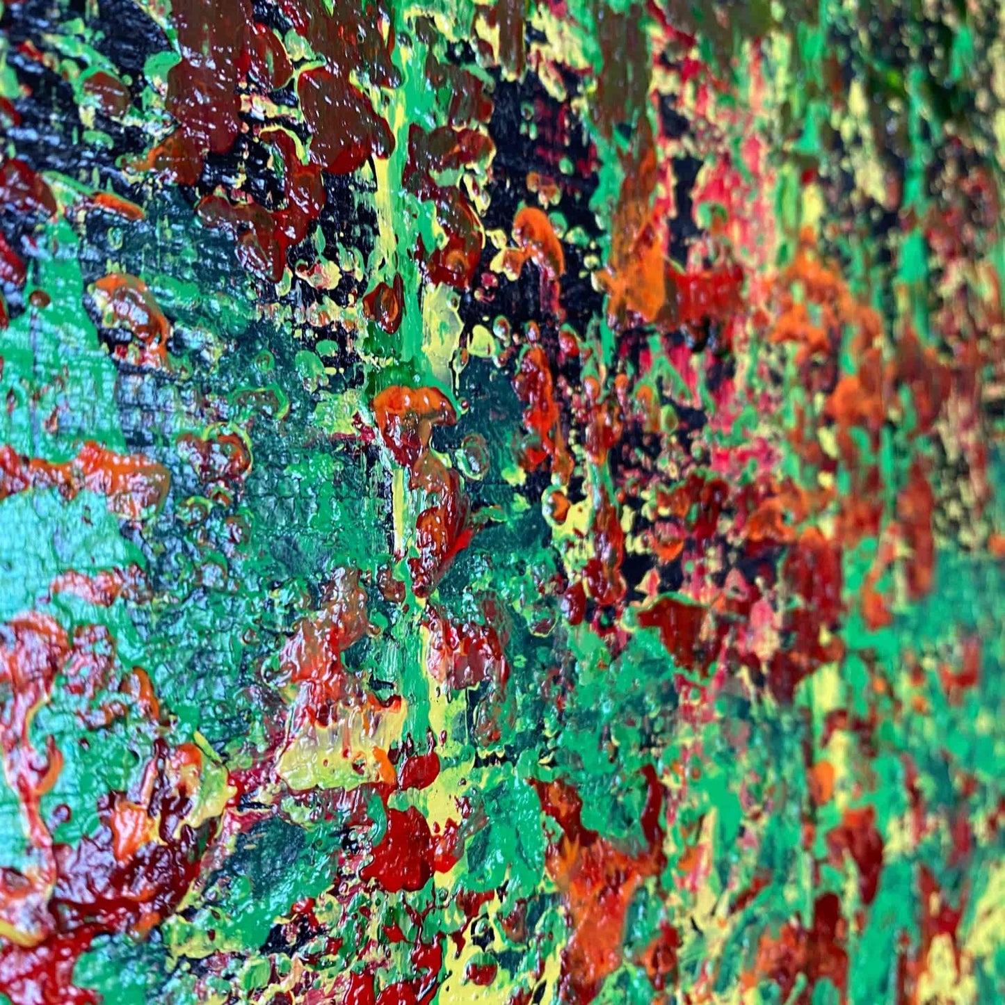 acrylic oil painting on canvas wall art texture crackle artwork original handmade signed by artist for sale flower floral trees still life