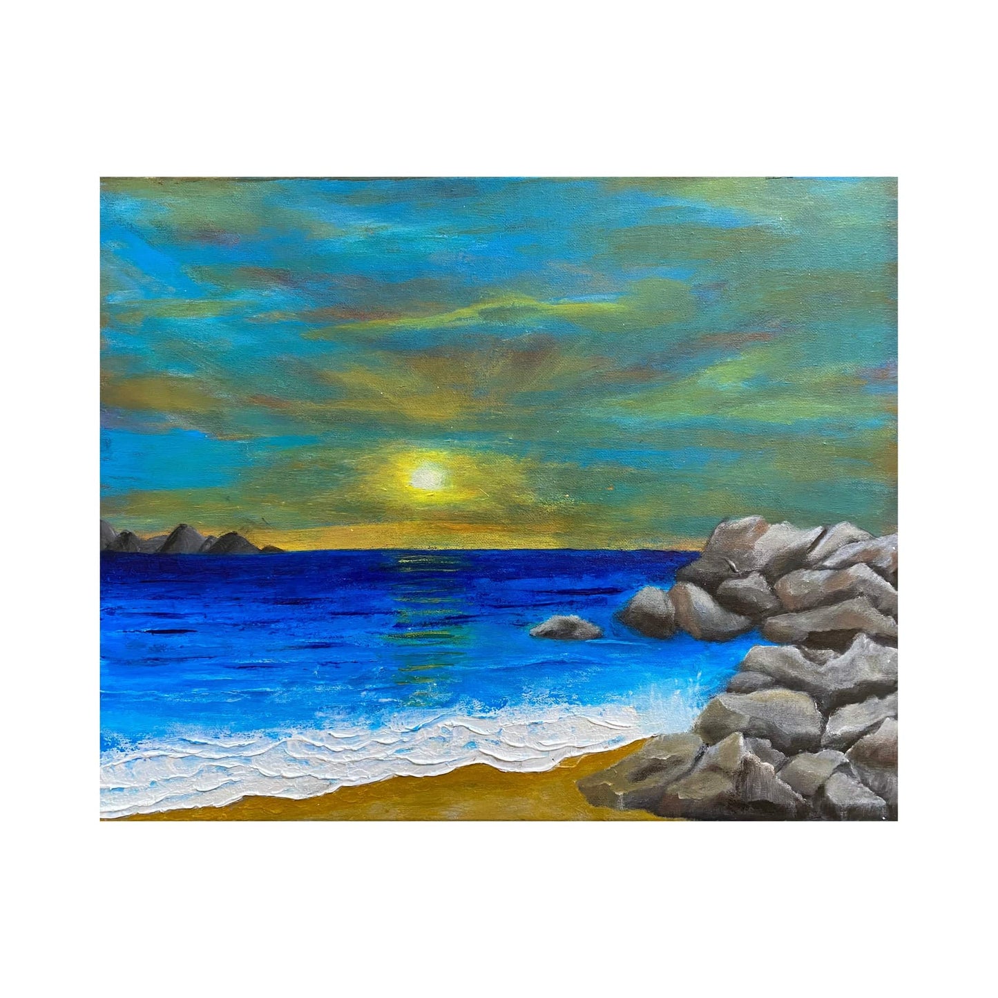 vOriginal art painting on canvas for sale wall art artwork oil acrylic fine abstract online hand painted textured contemporary gallery artist seascape sunset landscape beach rocks still life sea