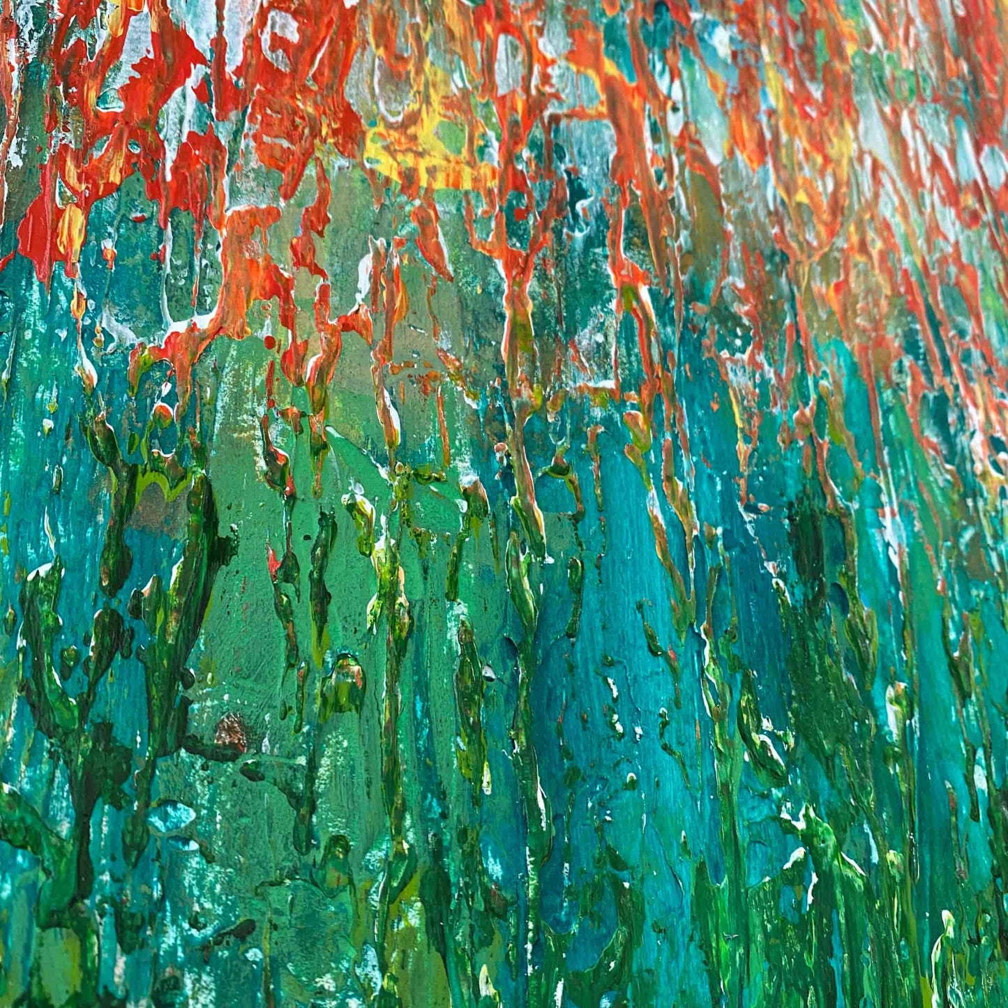 acrylic oil painting on canvas wall art texture crackle artwork original handmade signed by artist for sale flower floral trees still life