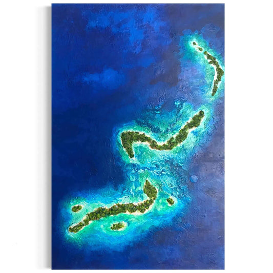 Art for sale painting artwork gallery galleries Paintings abstract textured mixed media buy landscape seascape ocean islands tropical sea aeria view beach on canvas acrylic oil