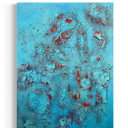 original textured art for slae mixed media crackled red and blue absract painting for purchase fadidiab.art
