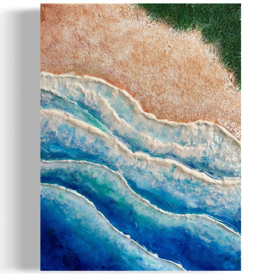 Original acrylic painting resin ocean seascape beach